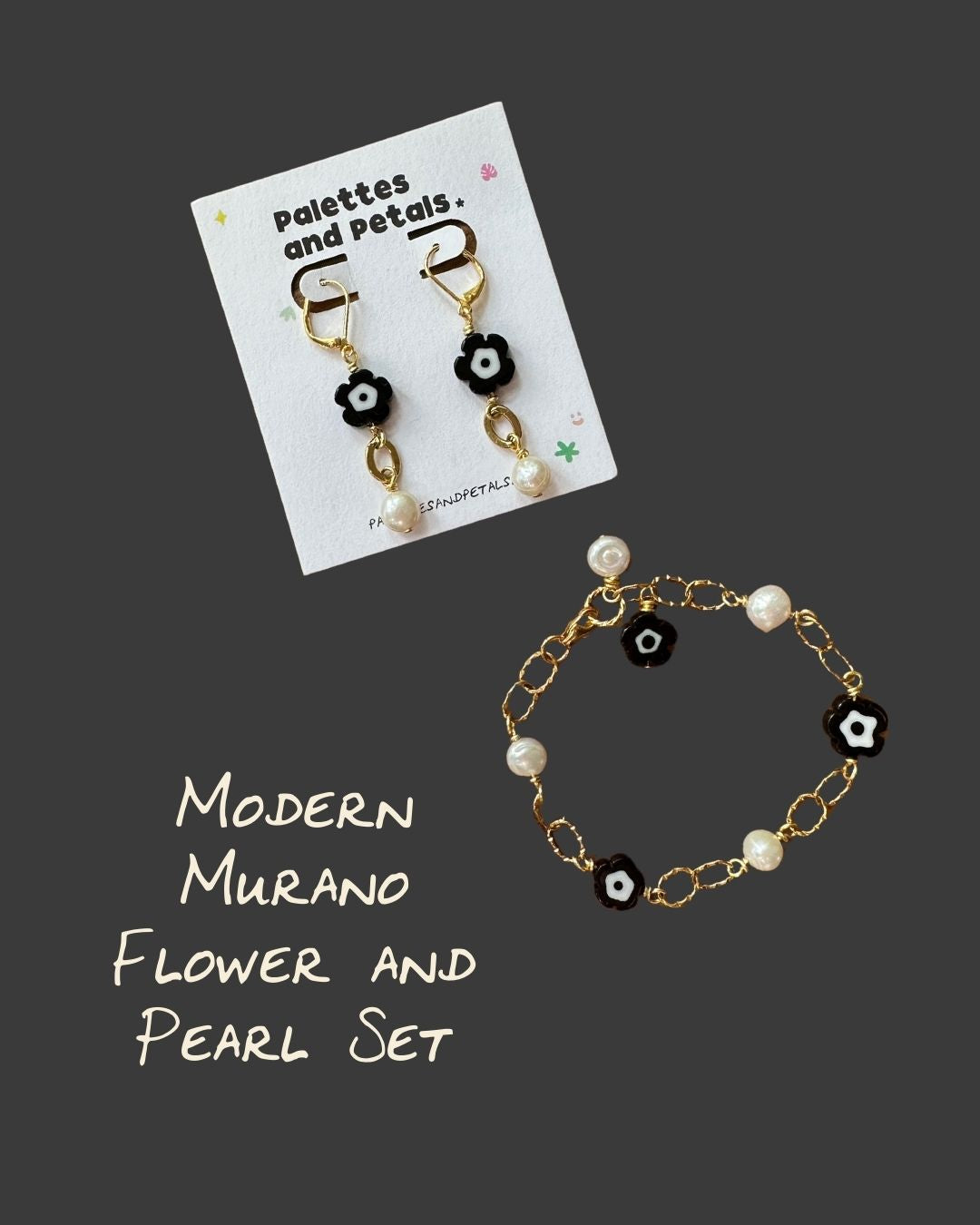 Murano Flower Chain Earring and Bracelet Sets