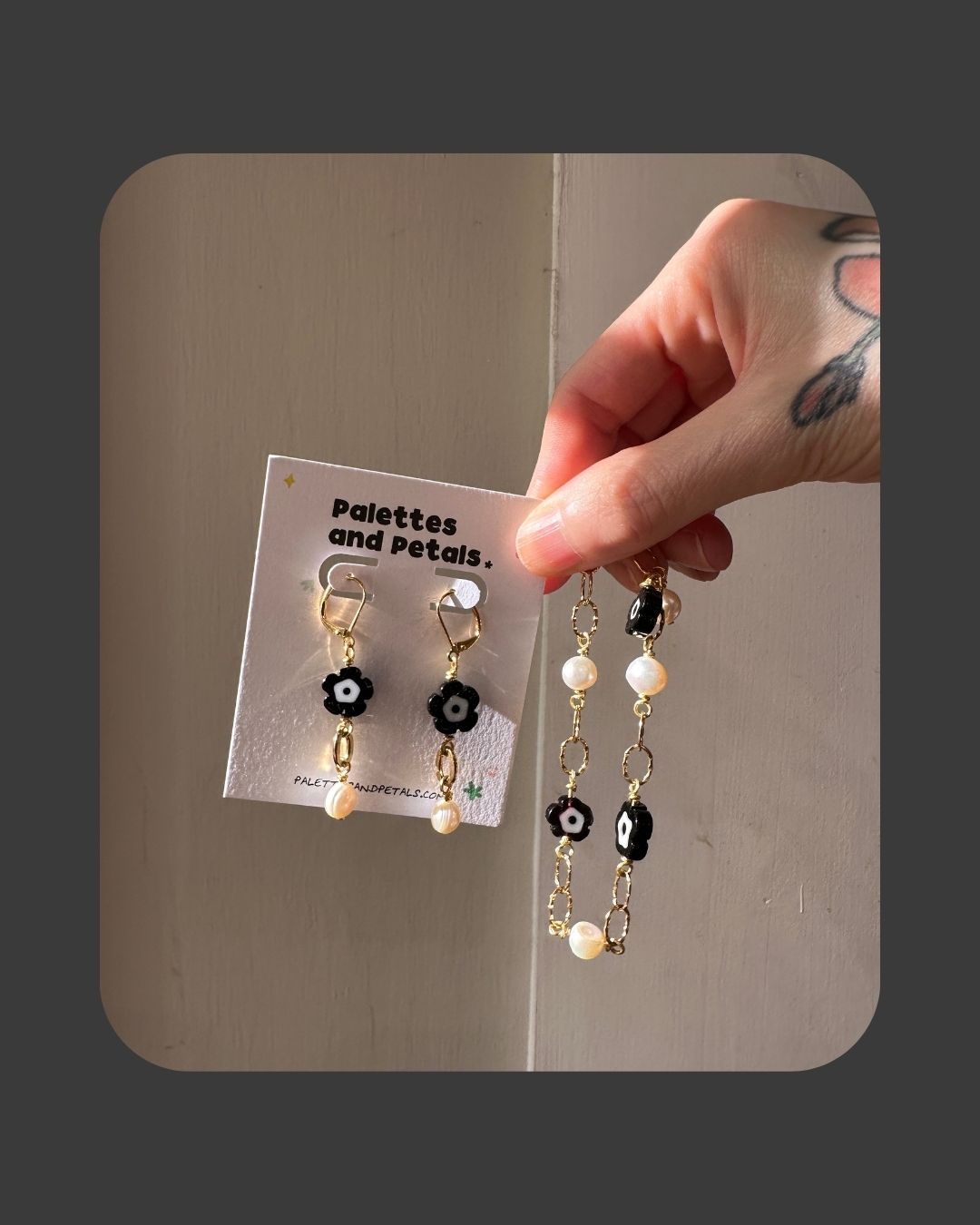 Murano Flower Chain Earring and Bracelet Sets