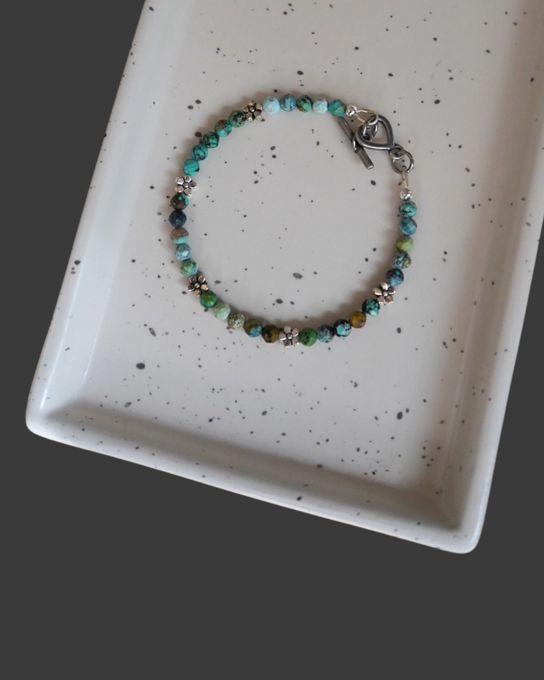 Hubei Turquoise with Silver Flowers