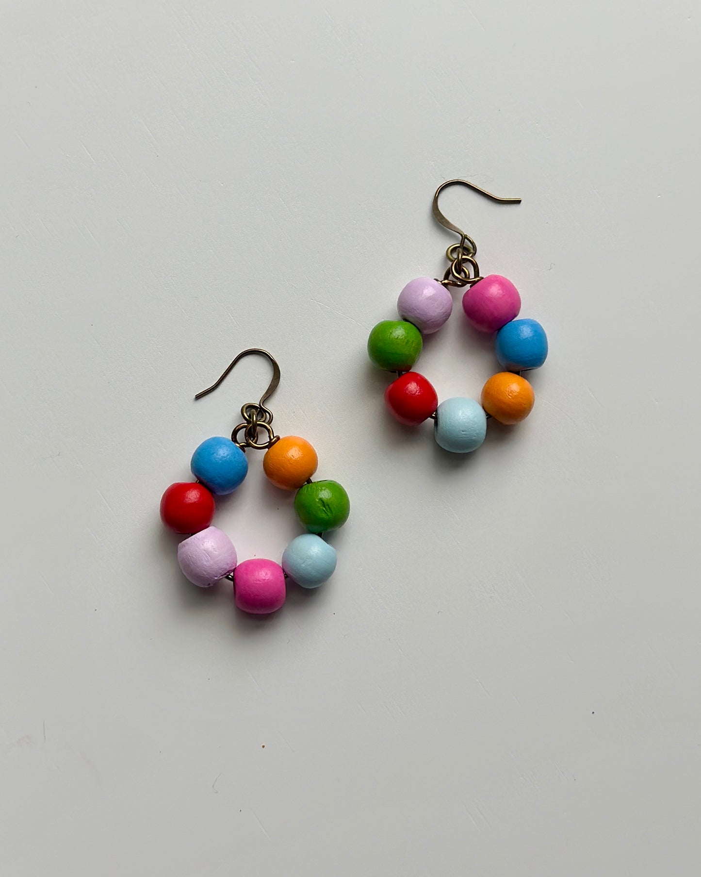 Multicolor Wood Bead Hoops