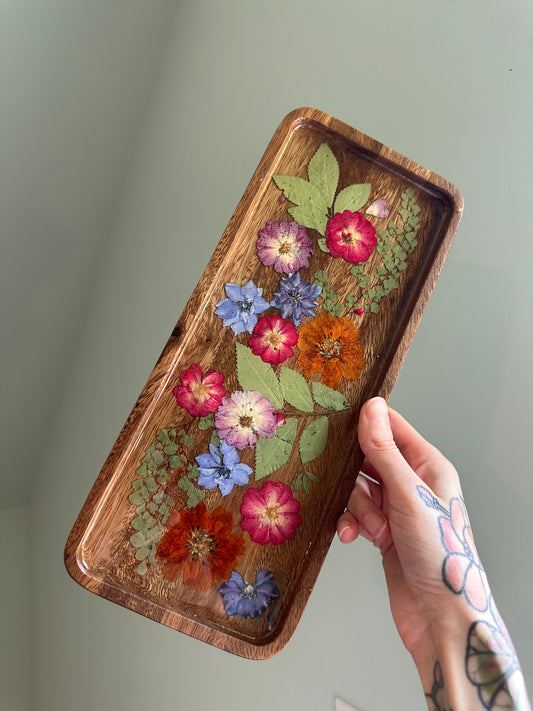 Floral Decorative Tray (red & purple)