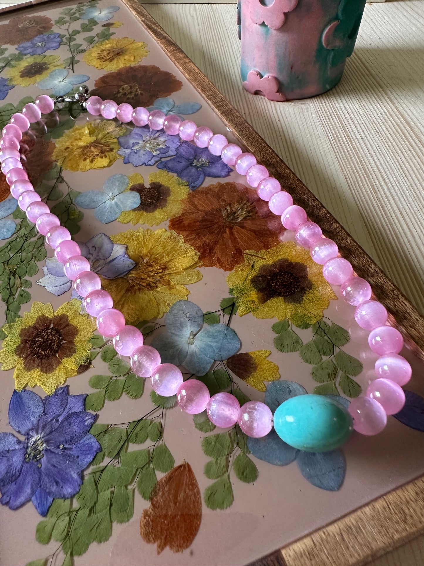 Large Floral Decorative Tray with Beige Background