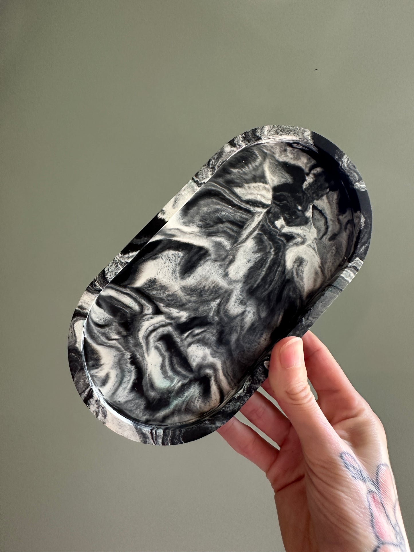Black and White Swirly Decorative Tray