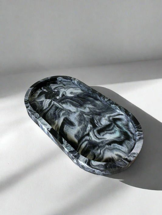 Black and White Swirly Decorative Tray