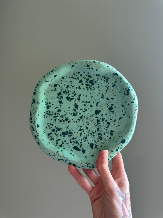Turquoise Terrazzo Round Decorative Tray