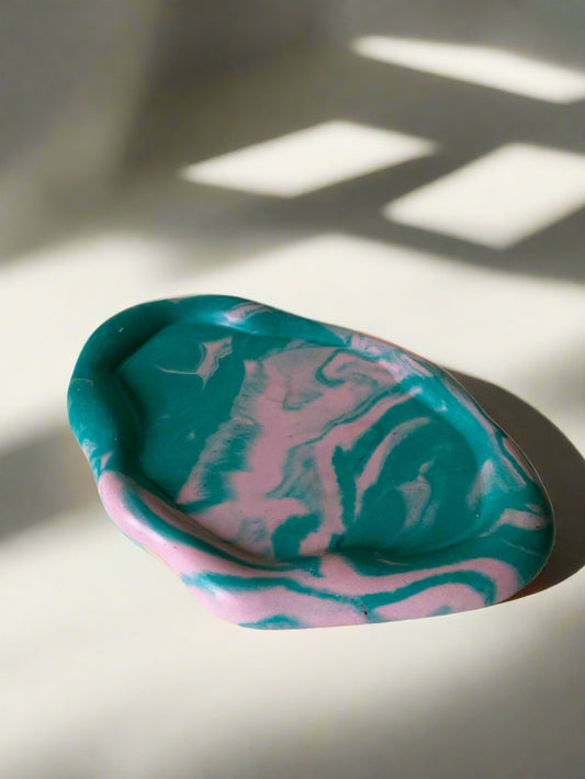 Turquoise and Pink Swirly Tray