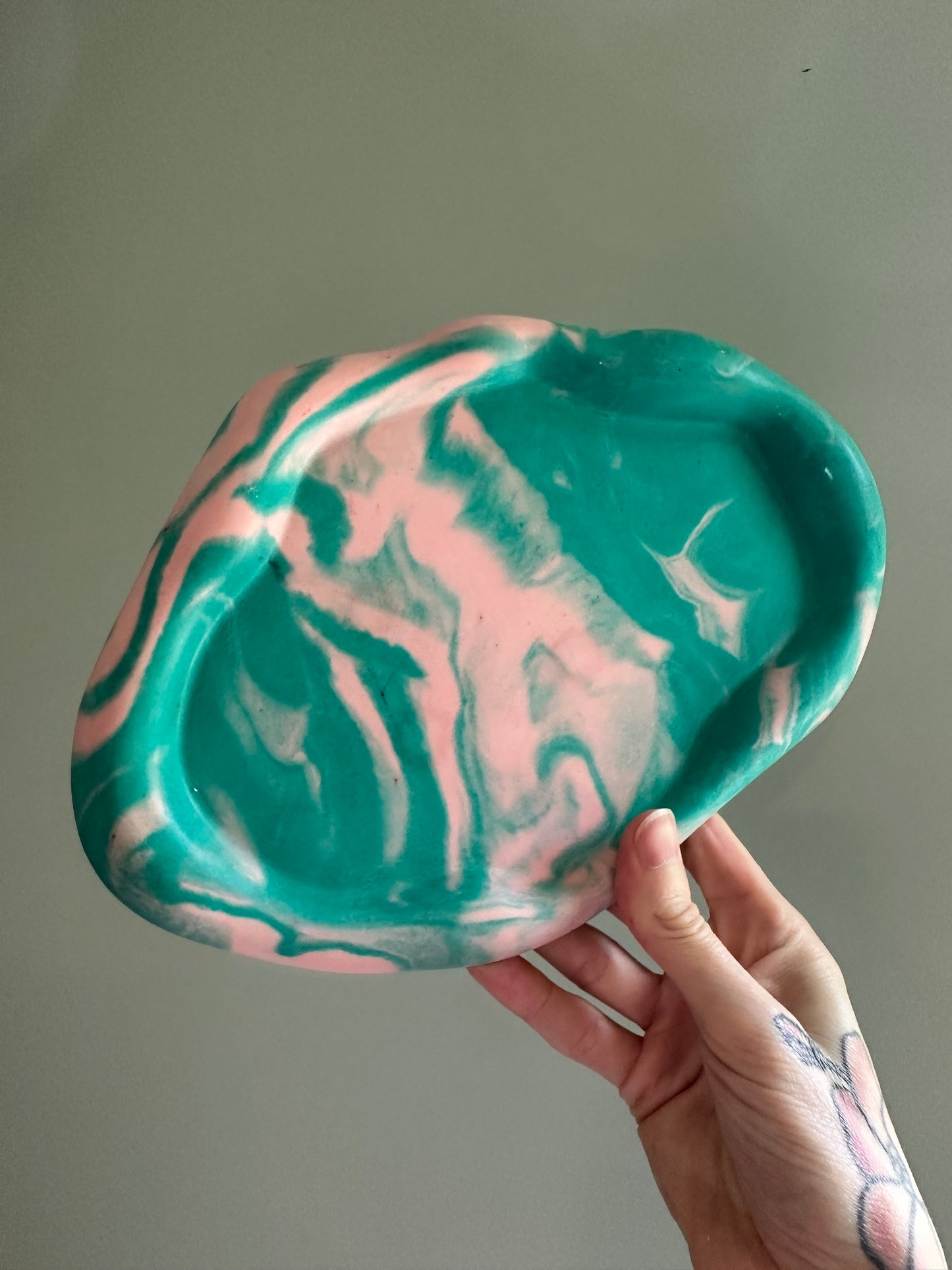 Turquoise and Pink Swirly Tray