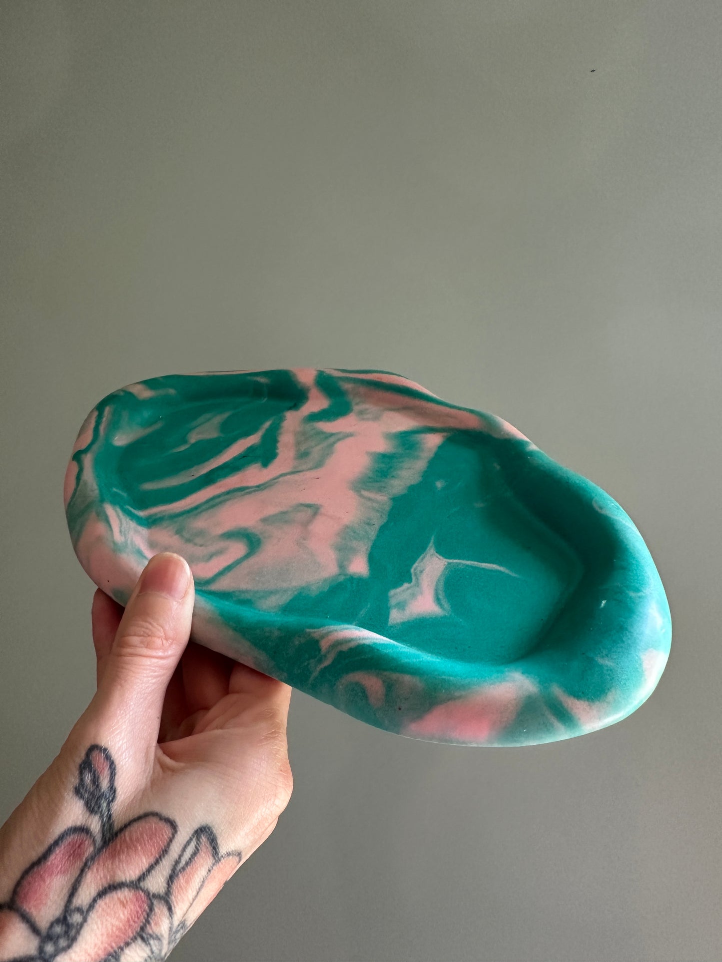 Turquoise and Pink Swirly Tray