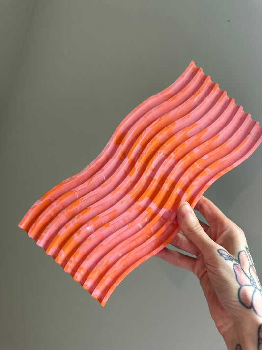 Geometric Squiggle Decorative Tray (orange & pink)
