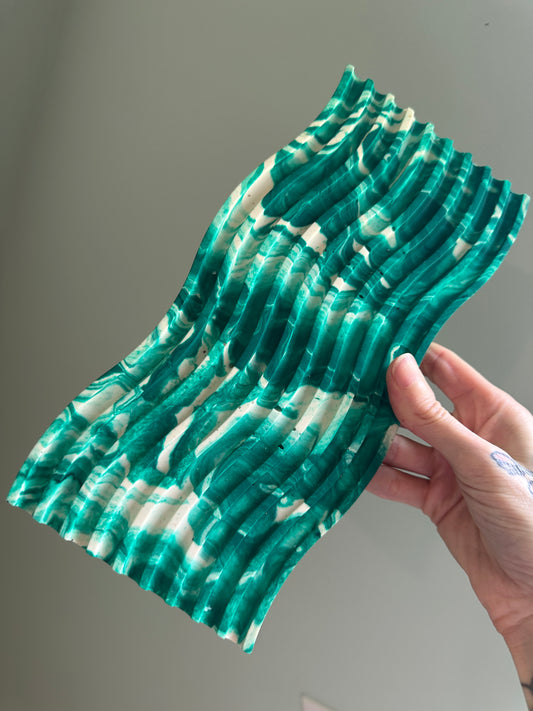 Geometric Squiggle Decorative Tray (teal and white)