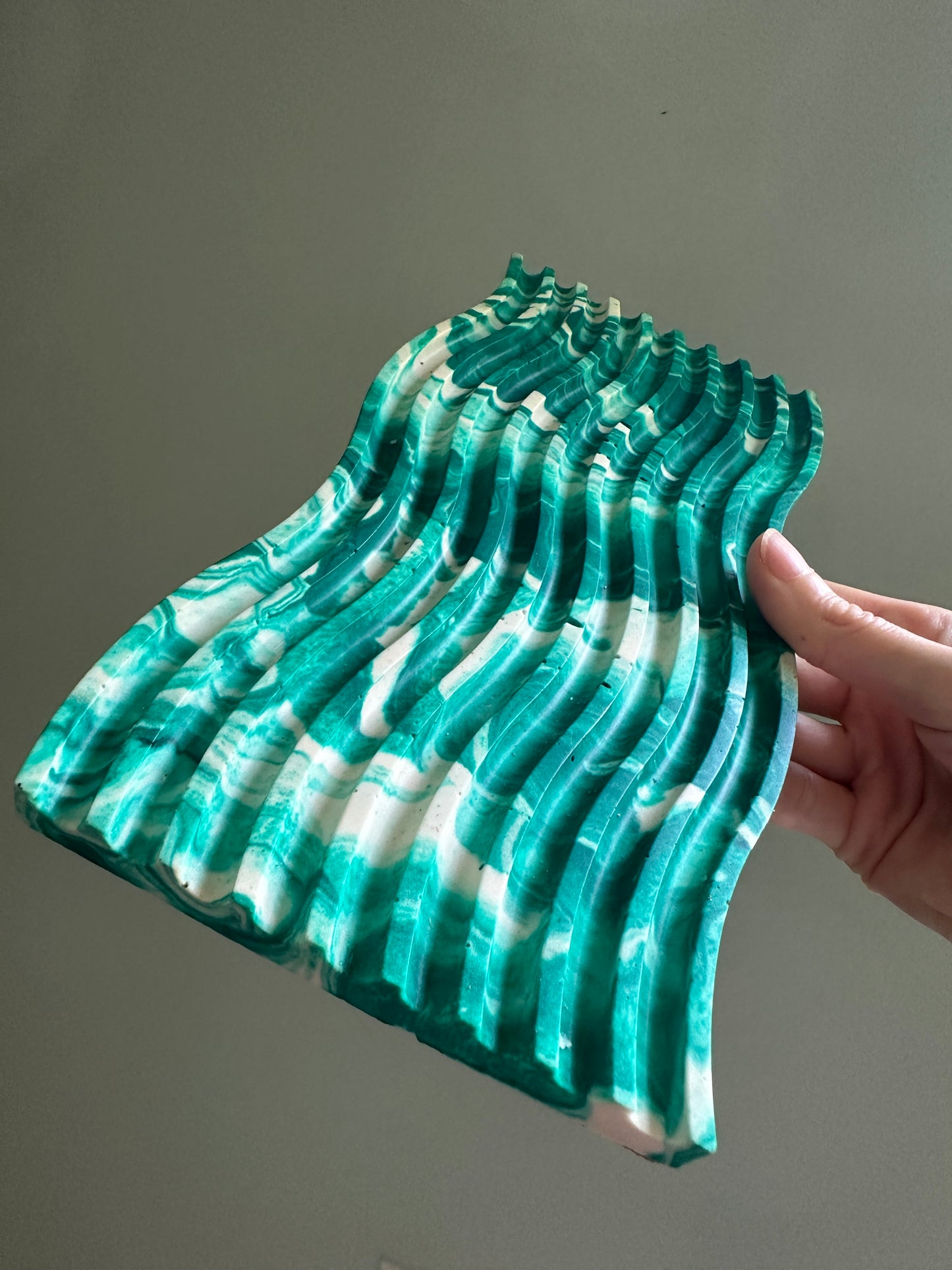 Geometric Squiggle Decorative Tray (teal and white)