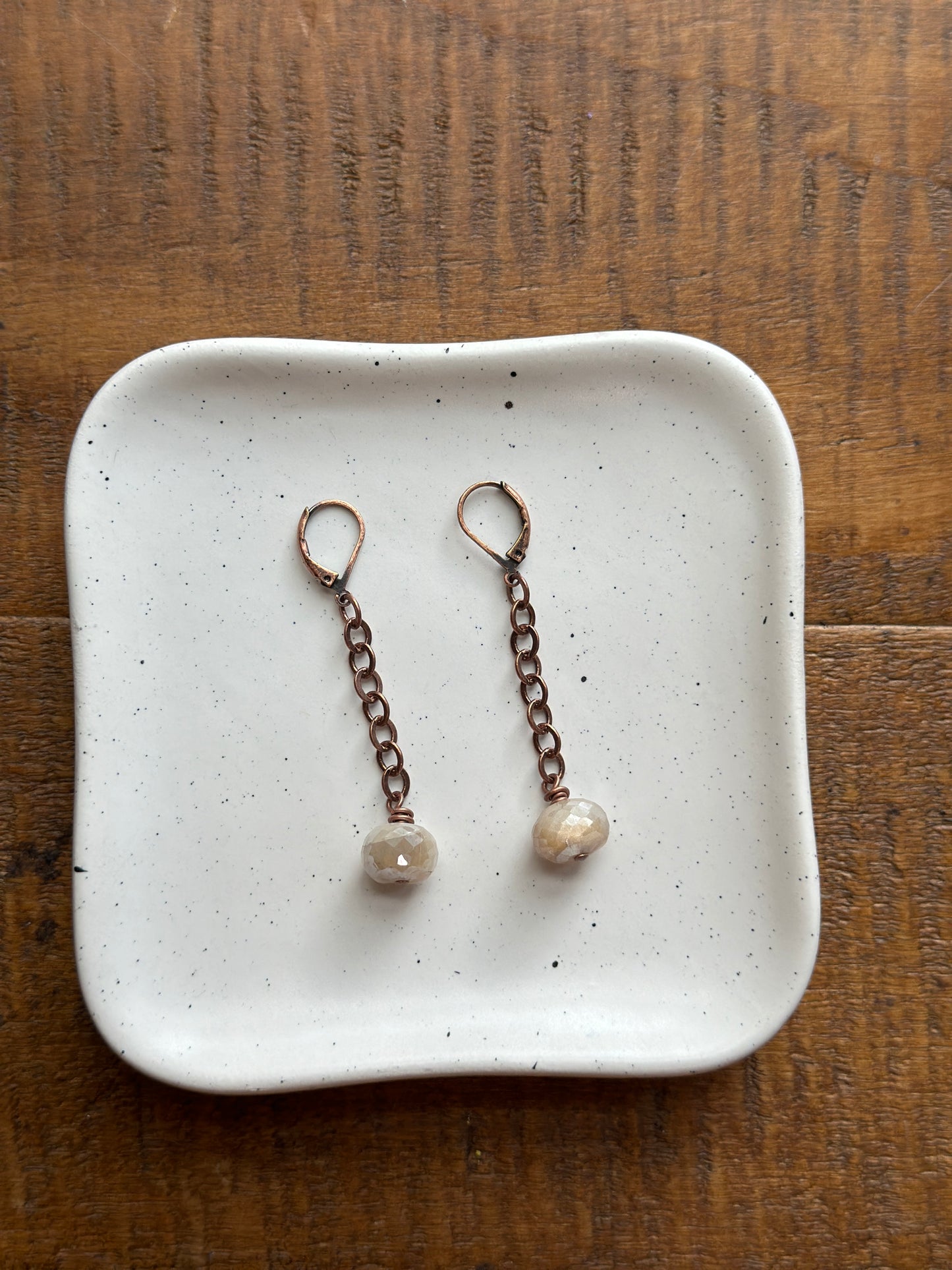 Moonstone Disco Ball Dangle Earrings