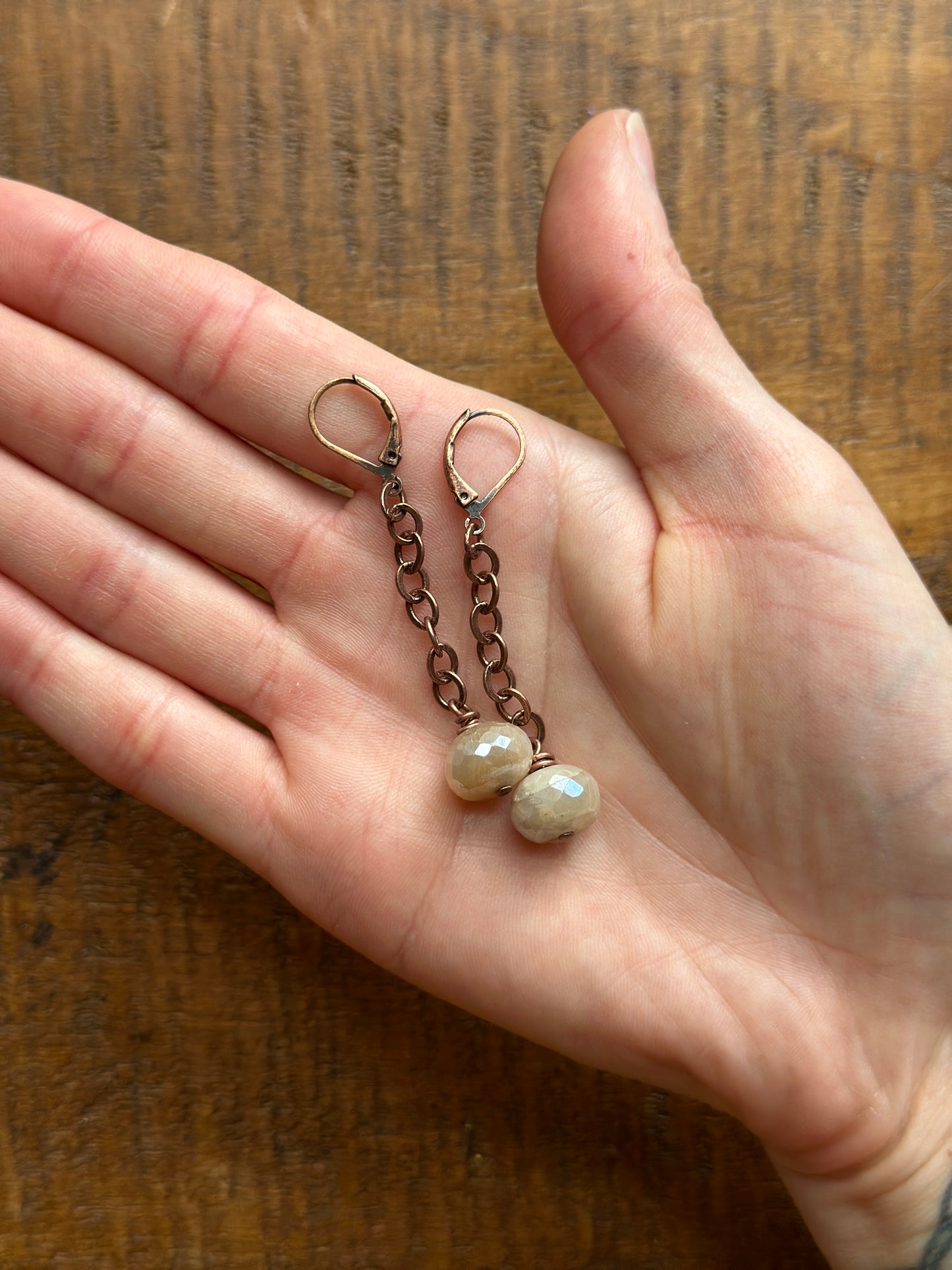 Moonstone Disco Ball Dangle Earrings