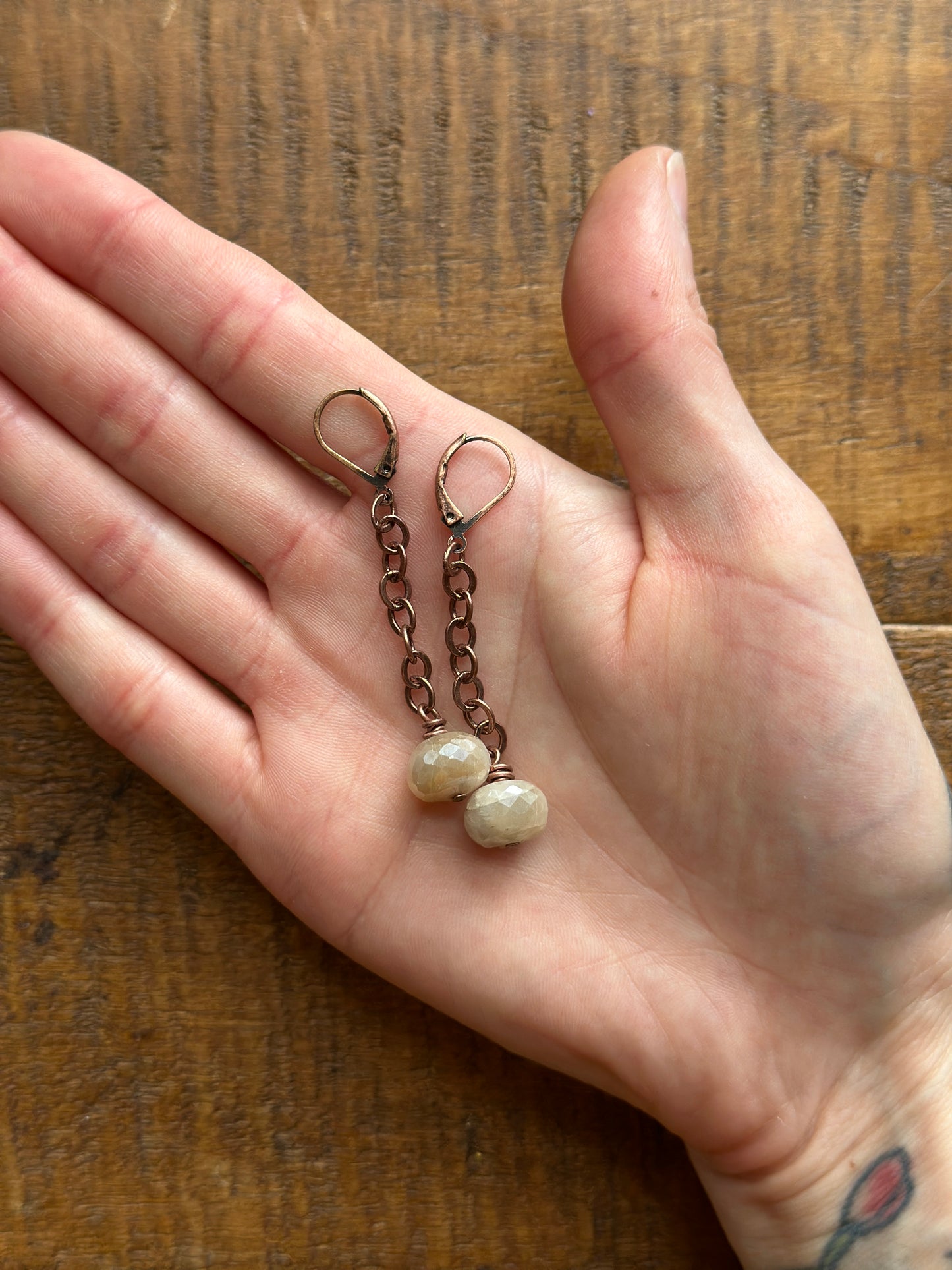 Moonstone Disco Ball Dangle Earrings