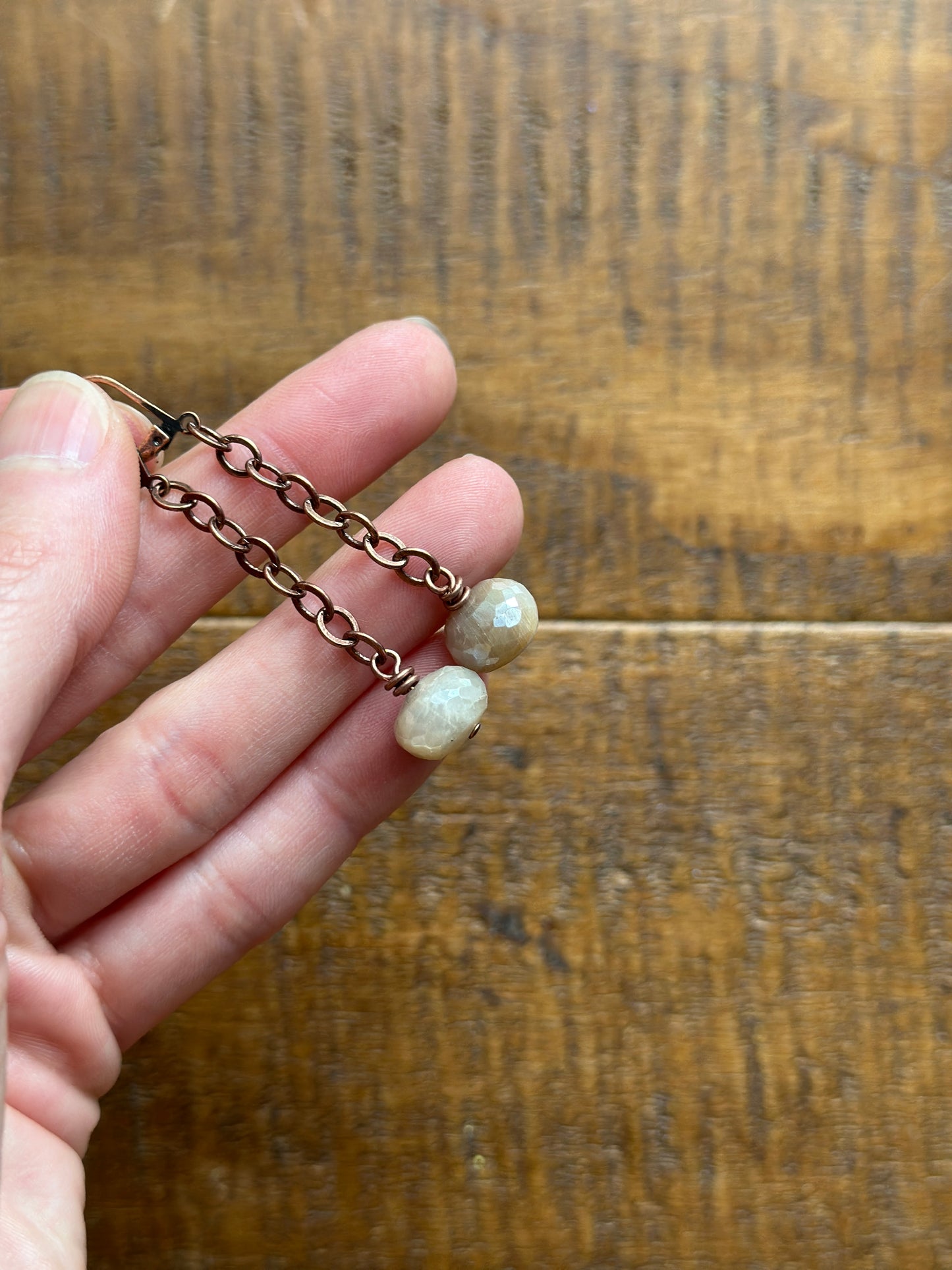 Moonstone Disco Ball Dangle Earrings