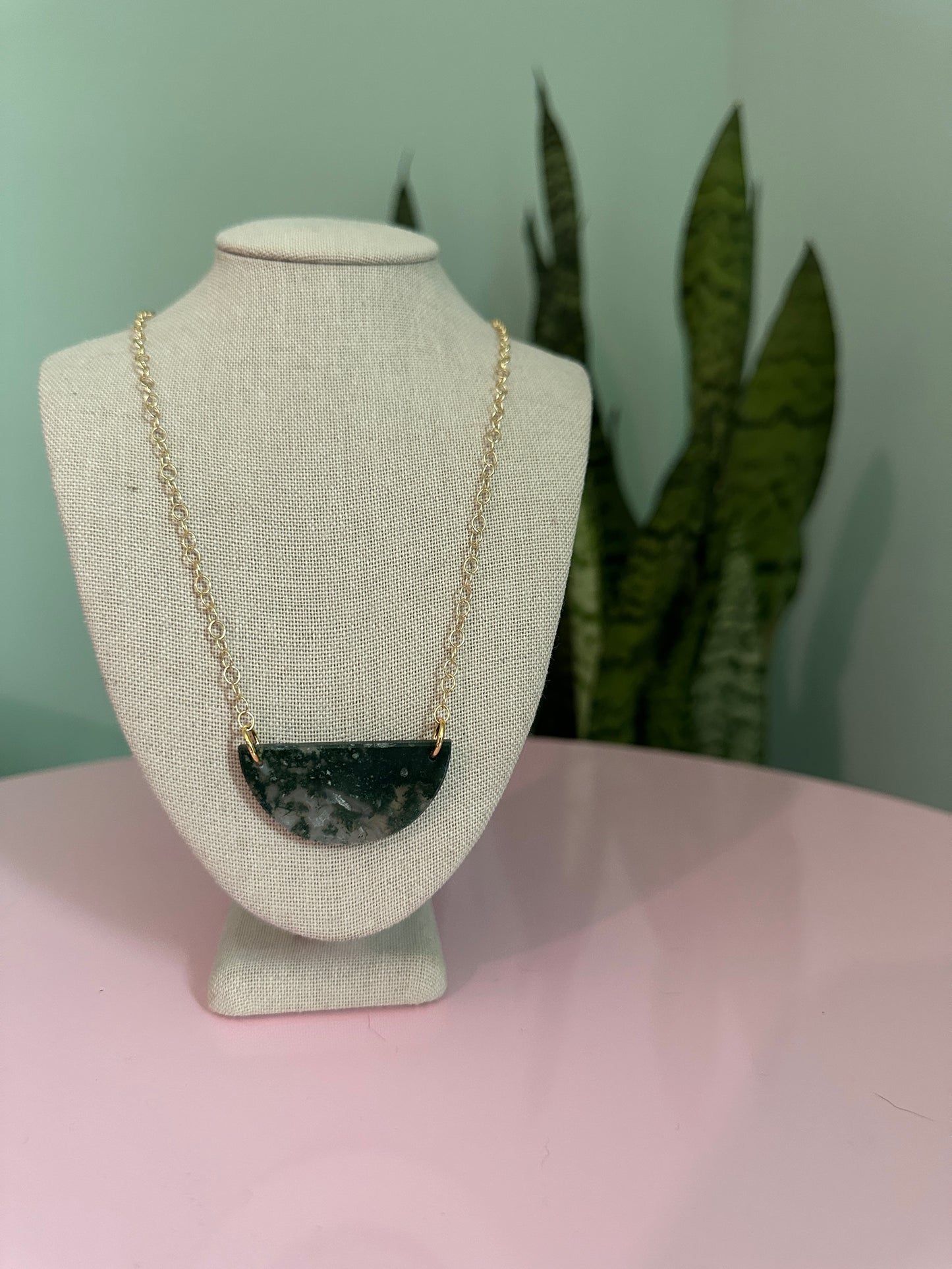 Moss Agate Pendant Necklace