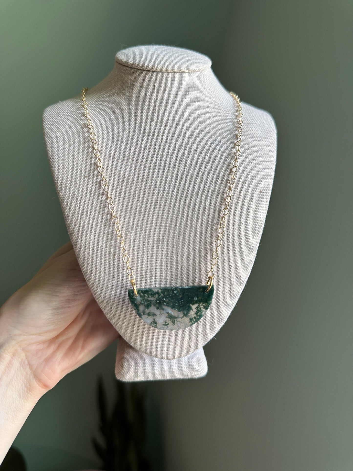 Moss Agate Pendant Necklace