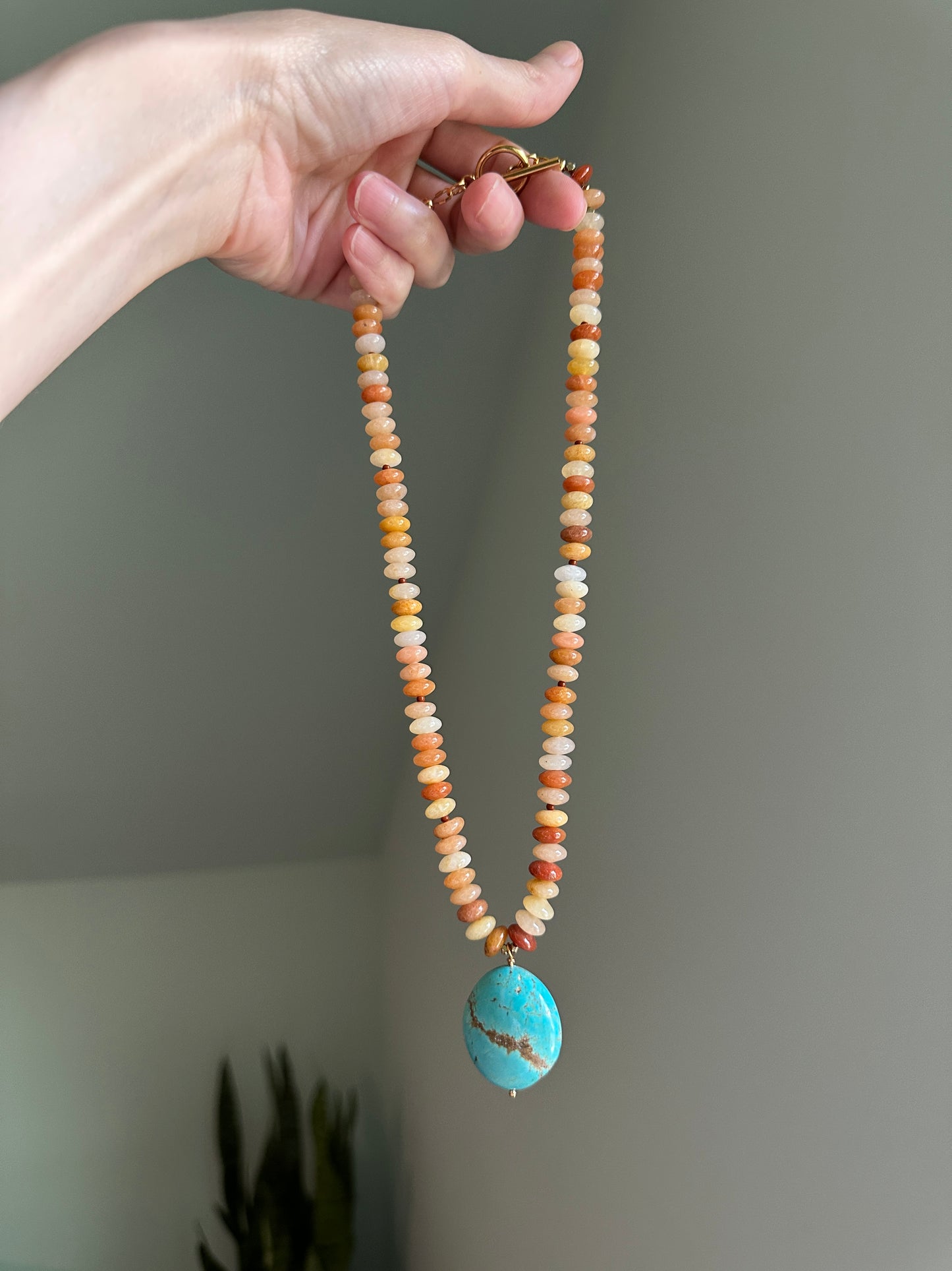 Golden Horizon Necklace – Yellow Jade & Kingman Turquoise