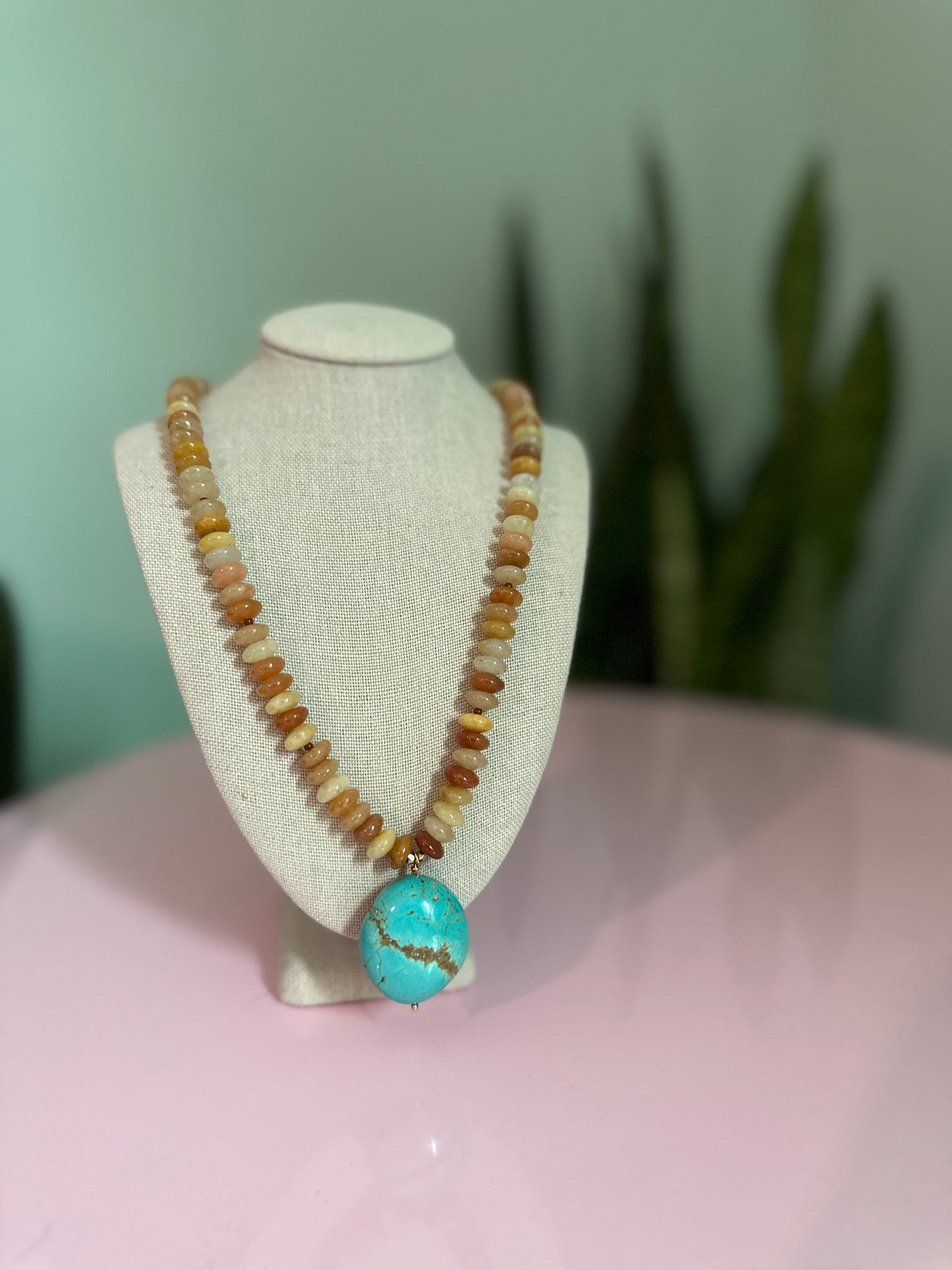 Golden Horizon Necklace – Yellow Jade & Kingman Turquoise