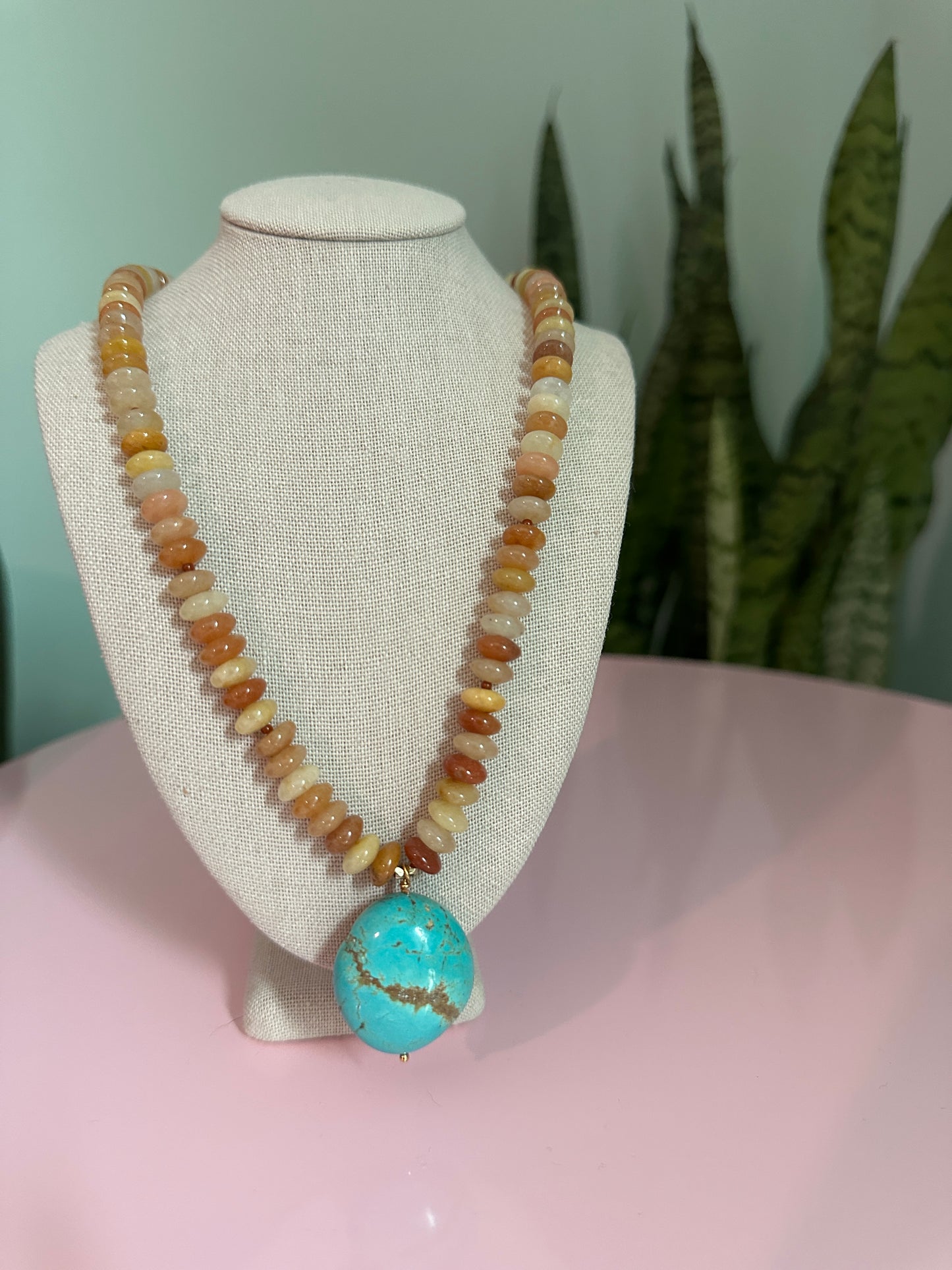 Golden Horizon Necklace – Yellow Jade & Kingman Turquoise