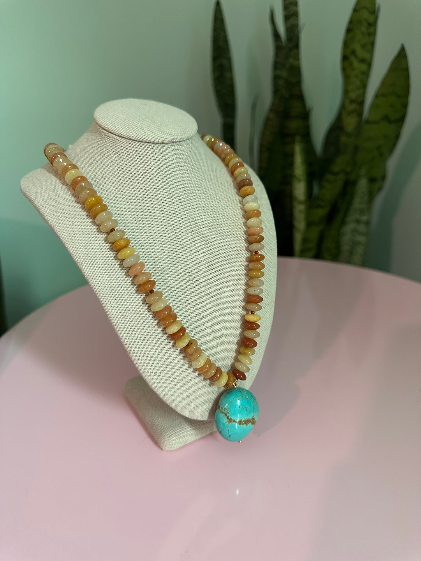 Golden Horizon Necklace – Yellow Jade & Kingman Turquoise
