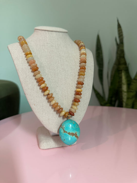 Golden Horizon Necklace – Yellow Jade & Kingman Turquoise