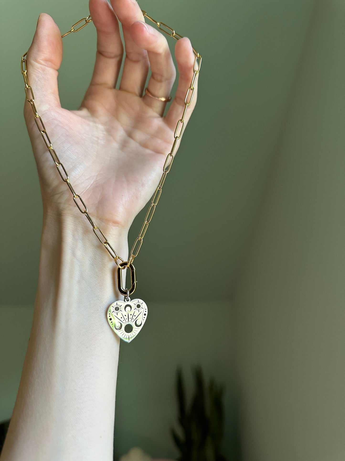 Celestial Heart Carabiner Necklace