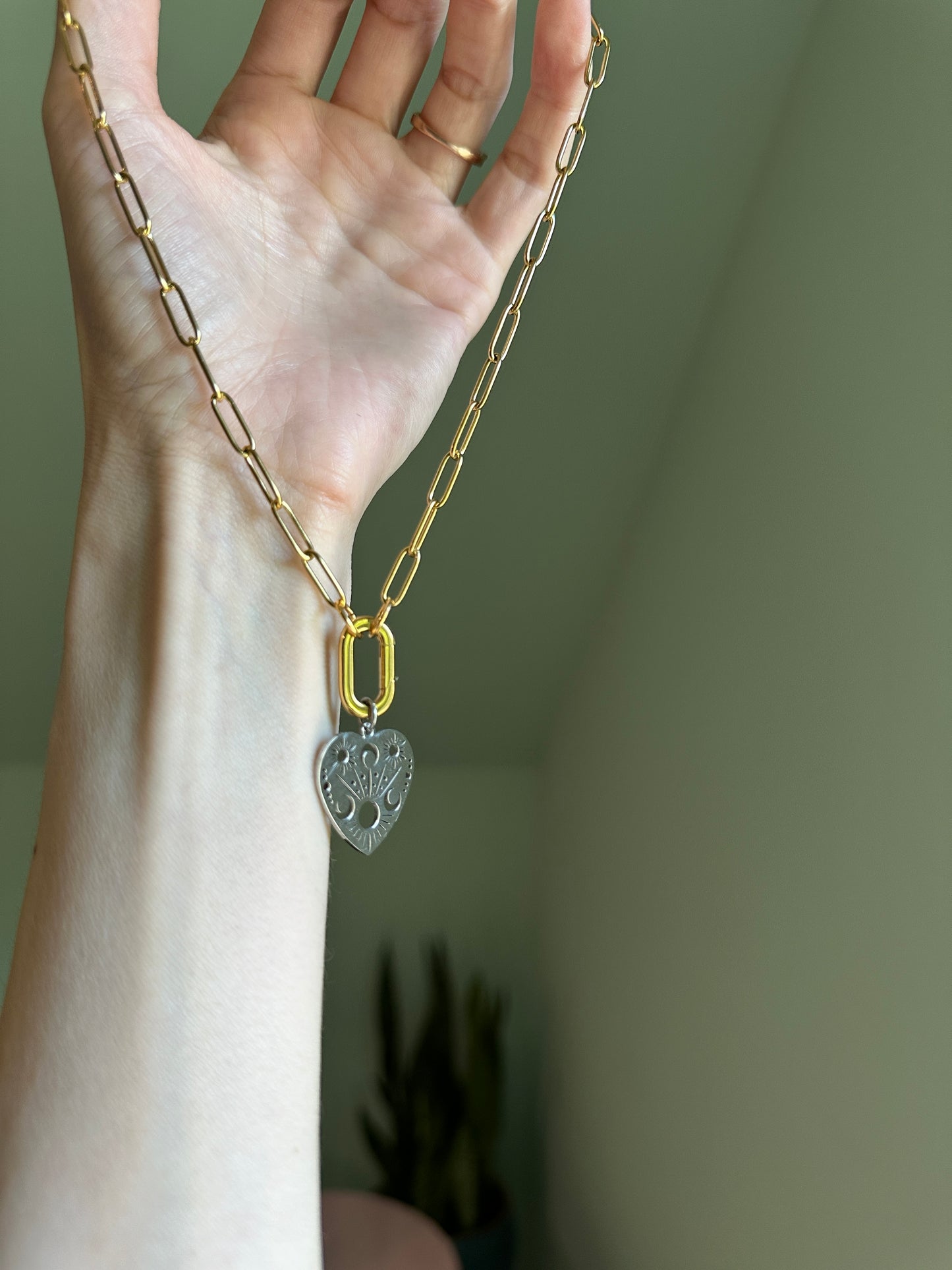 Celestial Heart Carabiner Necklace