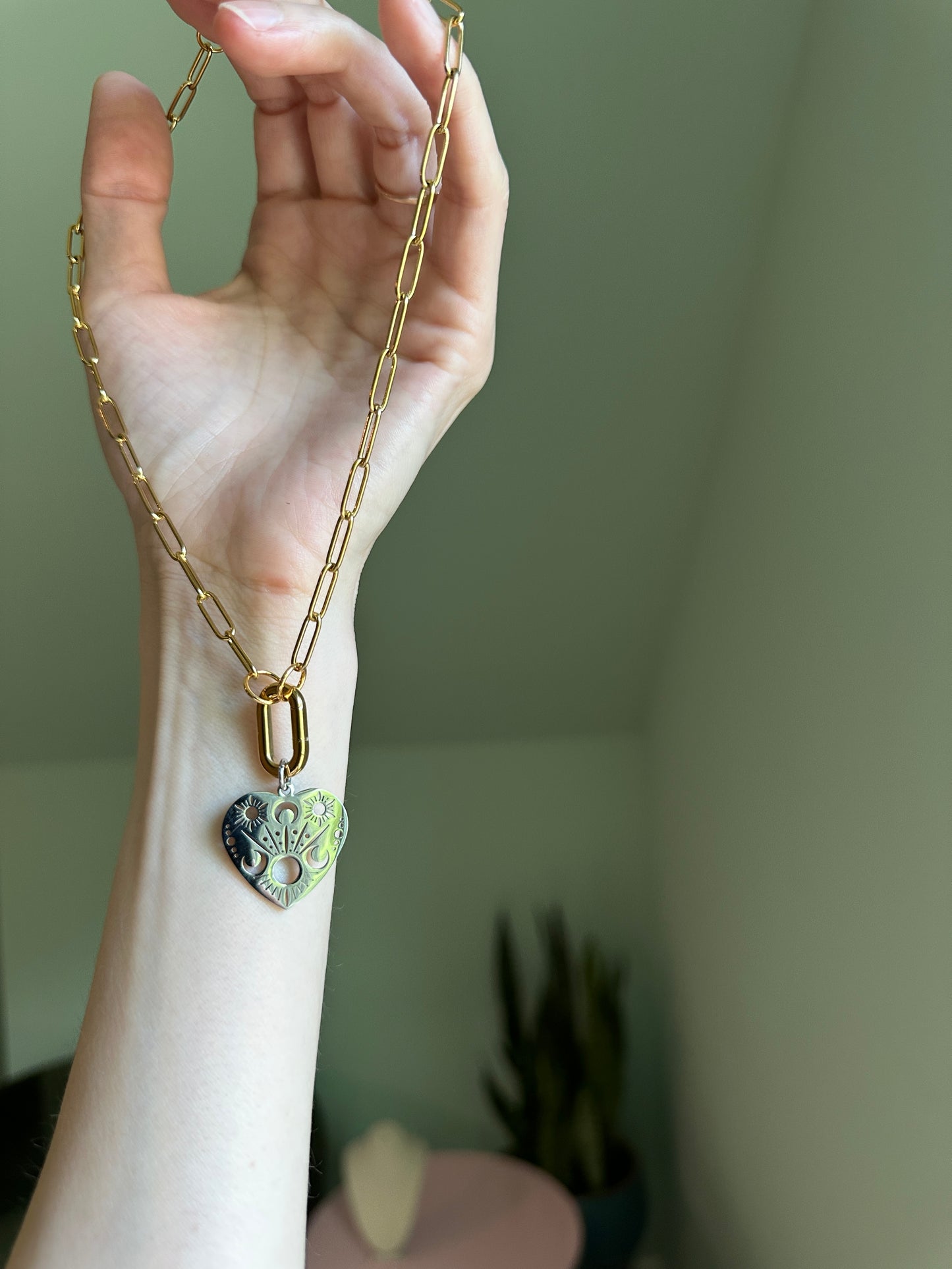Celestial Heart Carabiner Necklace