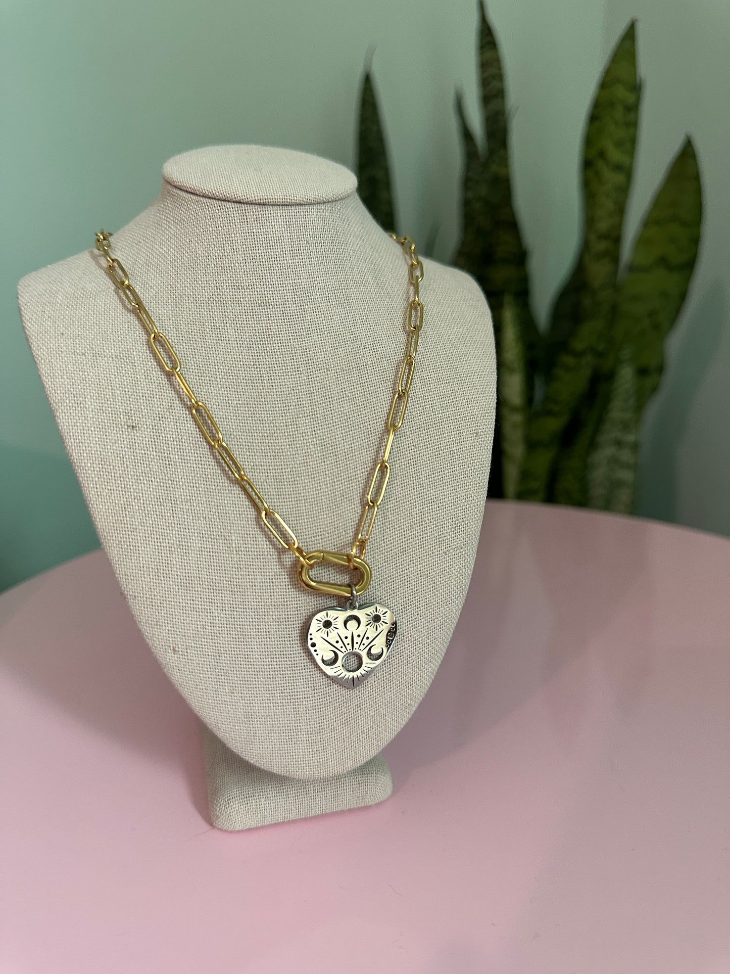 Celestial Heart Carabiner Necklace