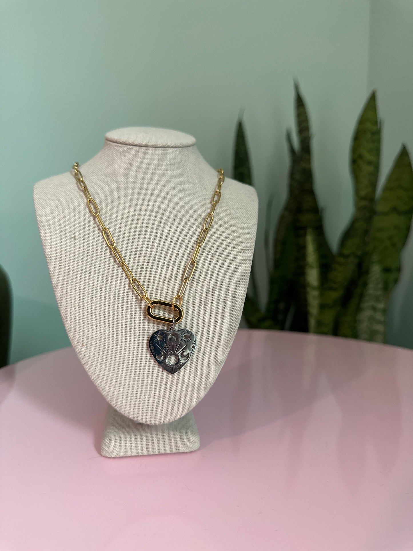 Celestial Heart Carabiner Necklace