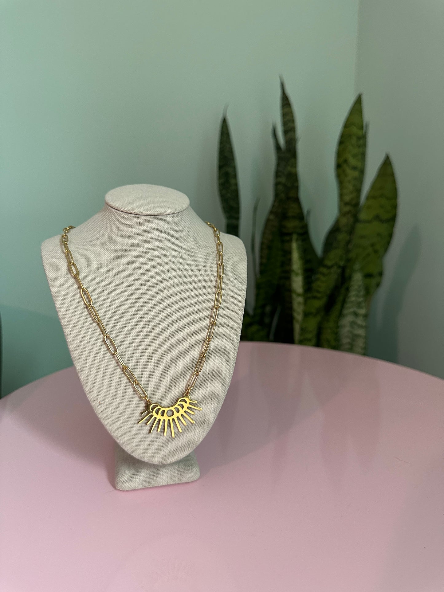Golden Sunburst Moon Phase Necklace