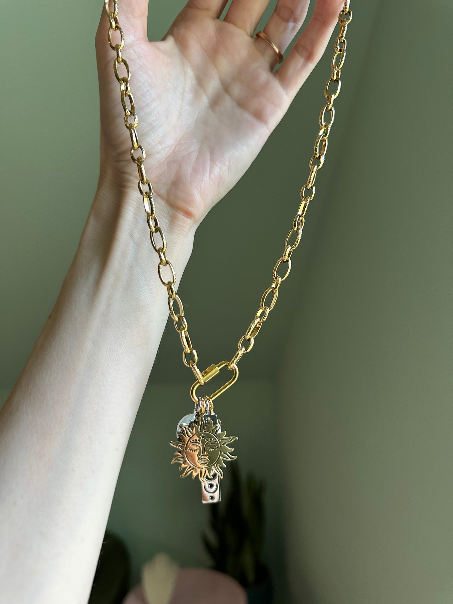 Chasing the Sun & Moon Celestial Charm Necklace