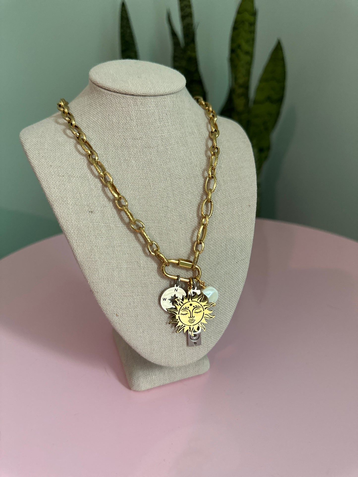 Chasing the Sun & Moon Celestial Charm Necklace
