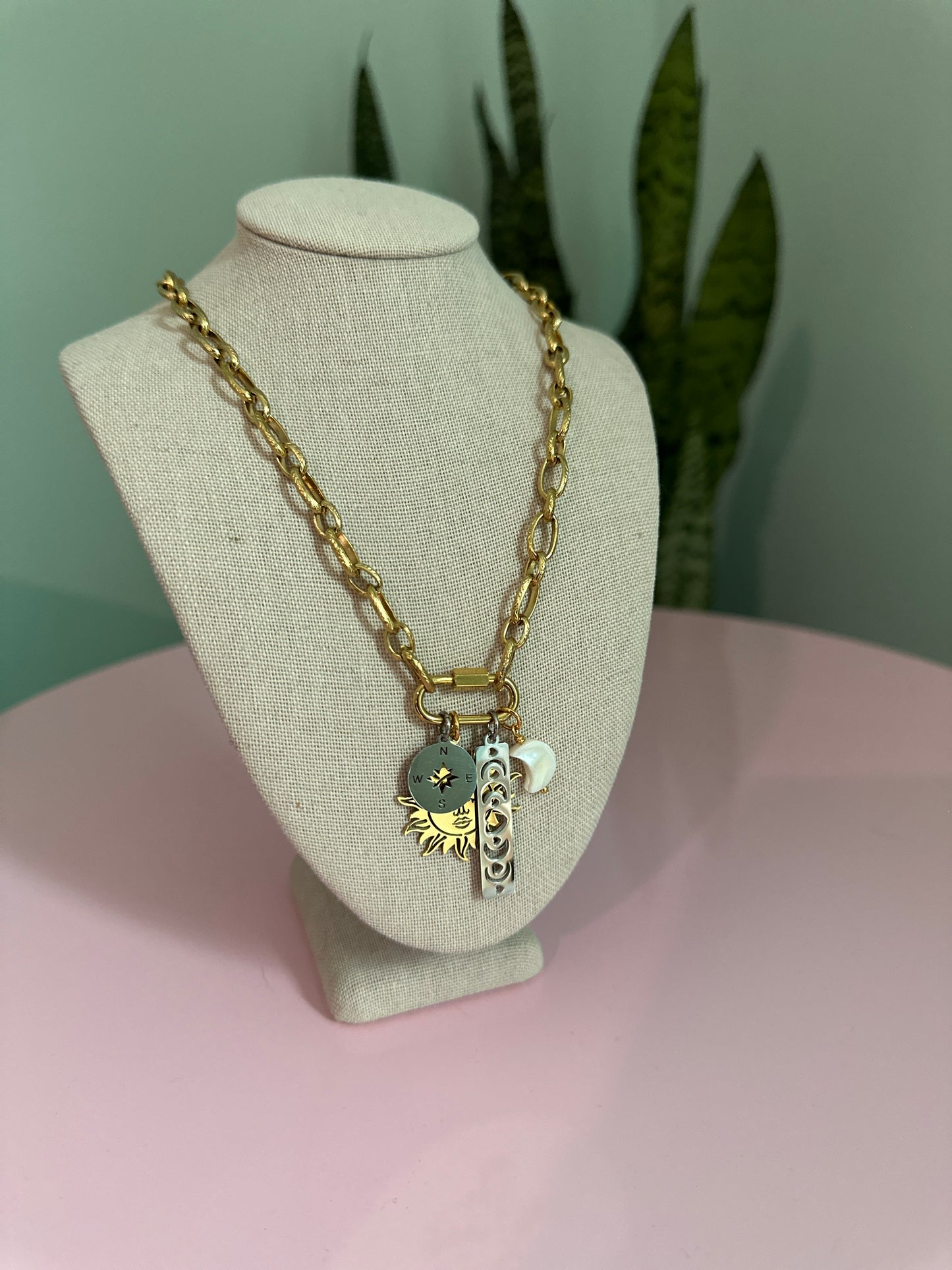 Chasing the Sun & Moon Celestial Charm Necklace