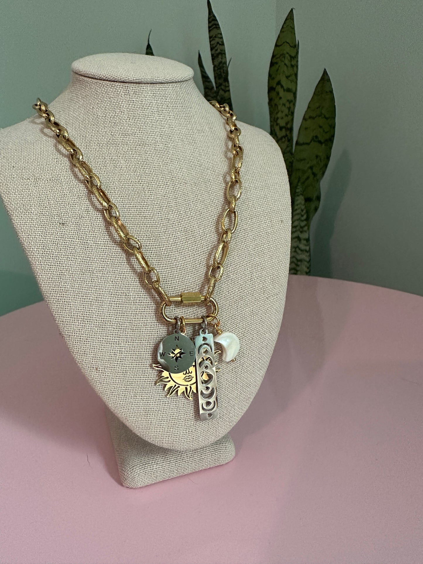 Chasing the Sun & Moon Celestial Charm Necklace