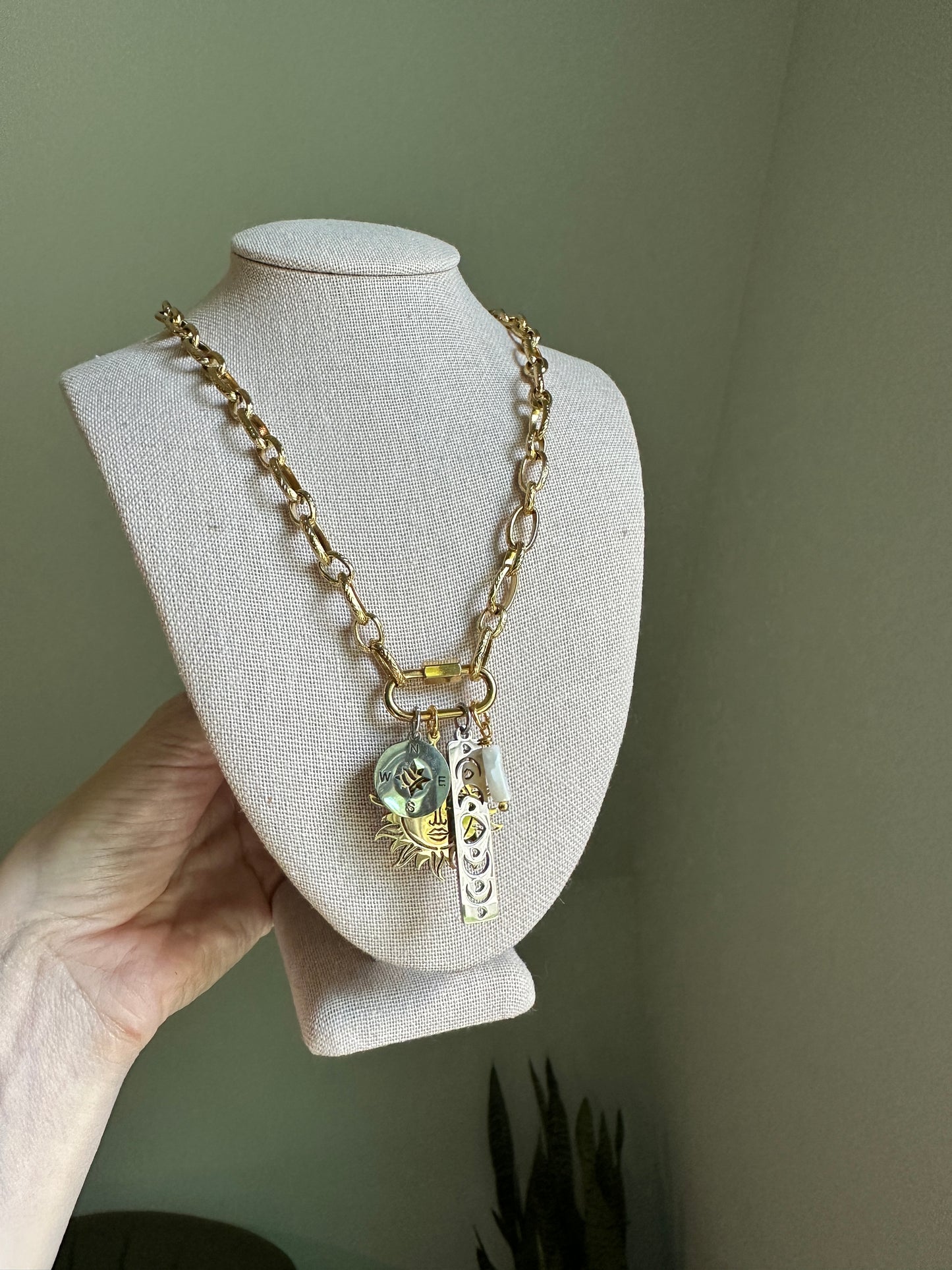 Chasing the Sun & Moon Celestial Charm Necklace