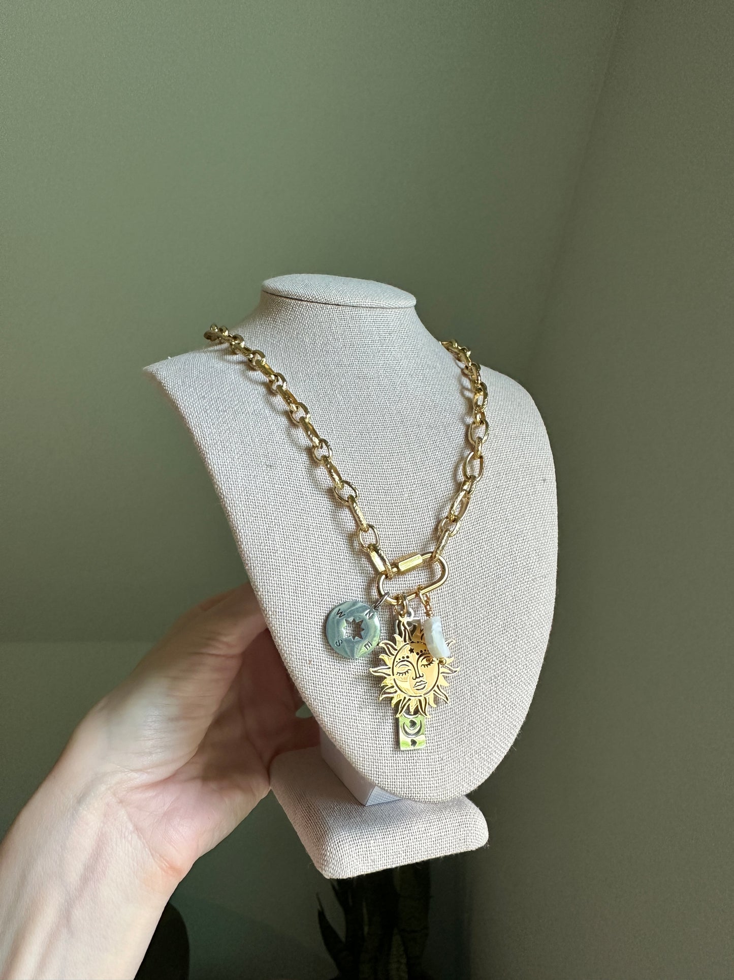 Chasing the Sun & Moon Celestial Charm Necklace