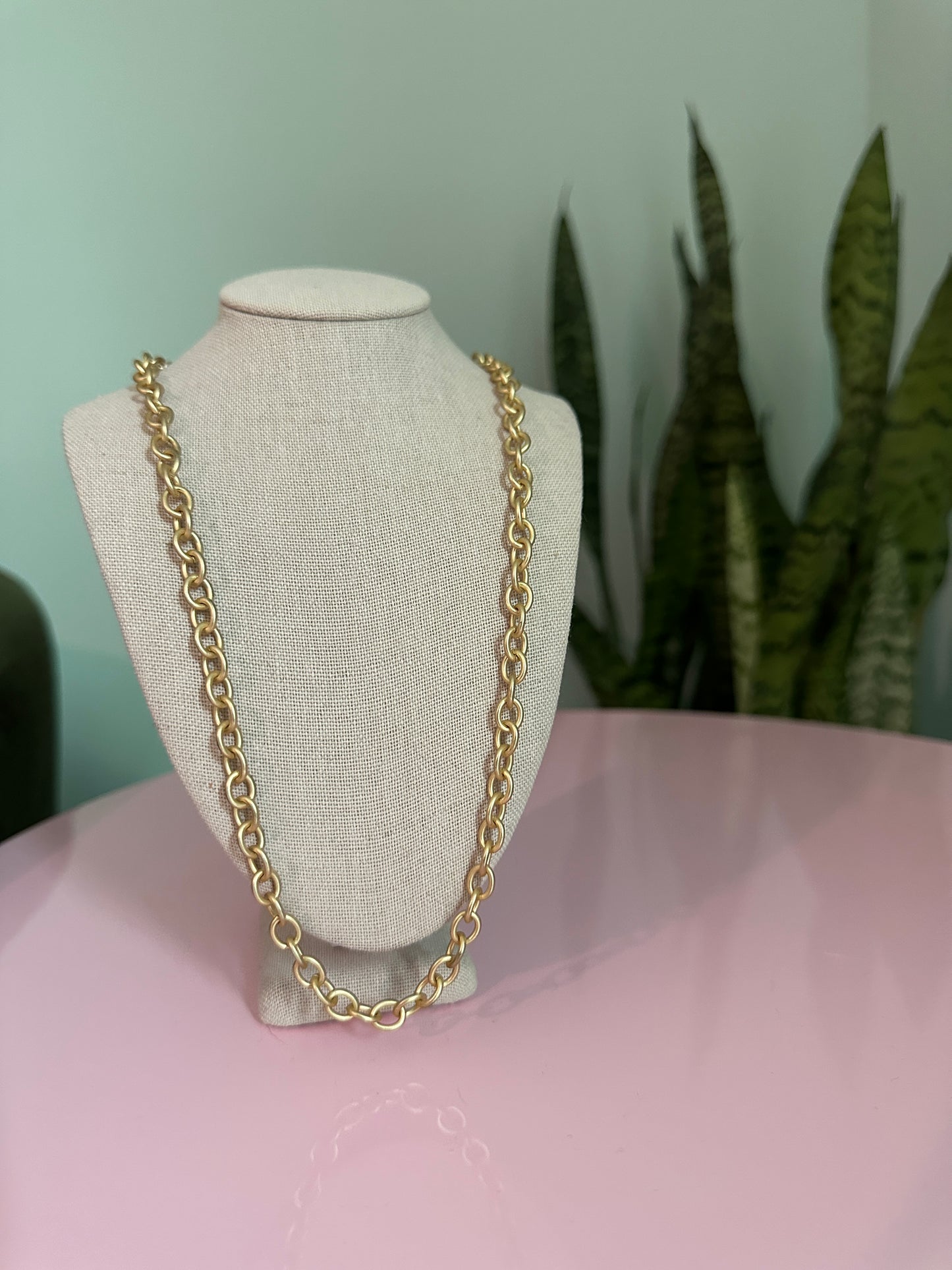 Chunky Matte Gold Chain Layering Necklace