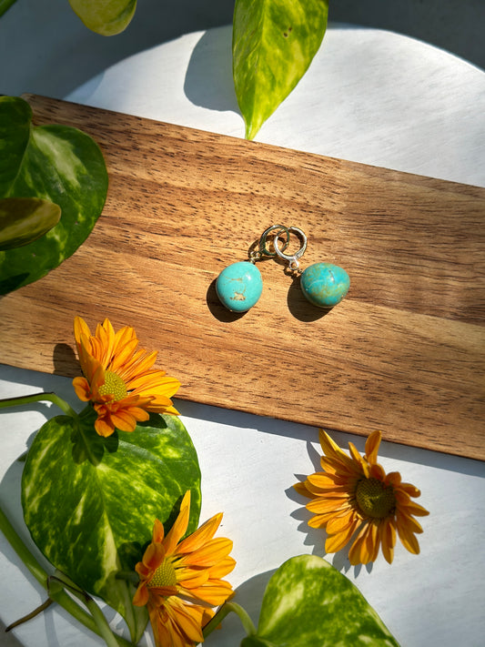 Kingman Turquoise Nugget Earrings - Gold Filled