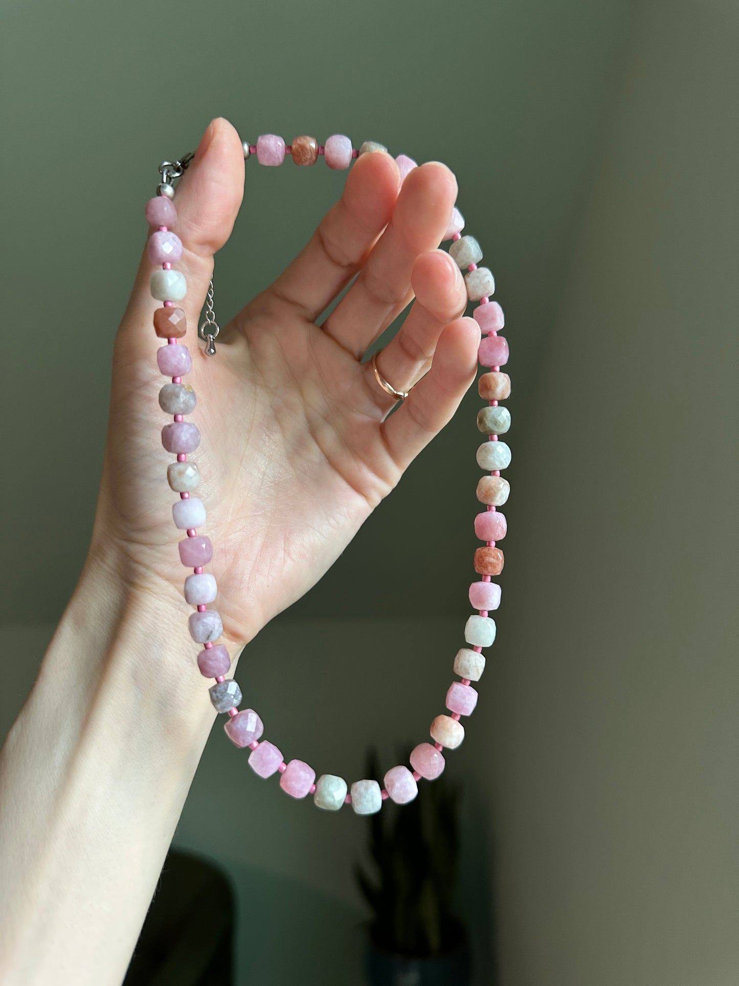 Faceted Cube Morganite Necklace