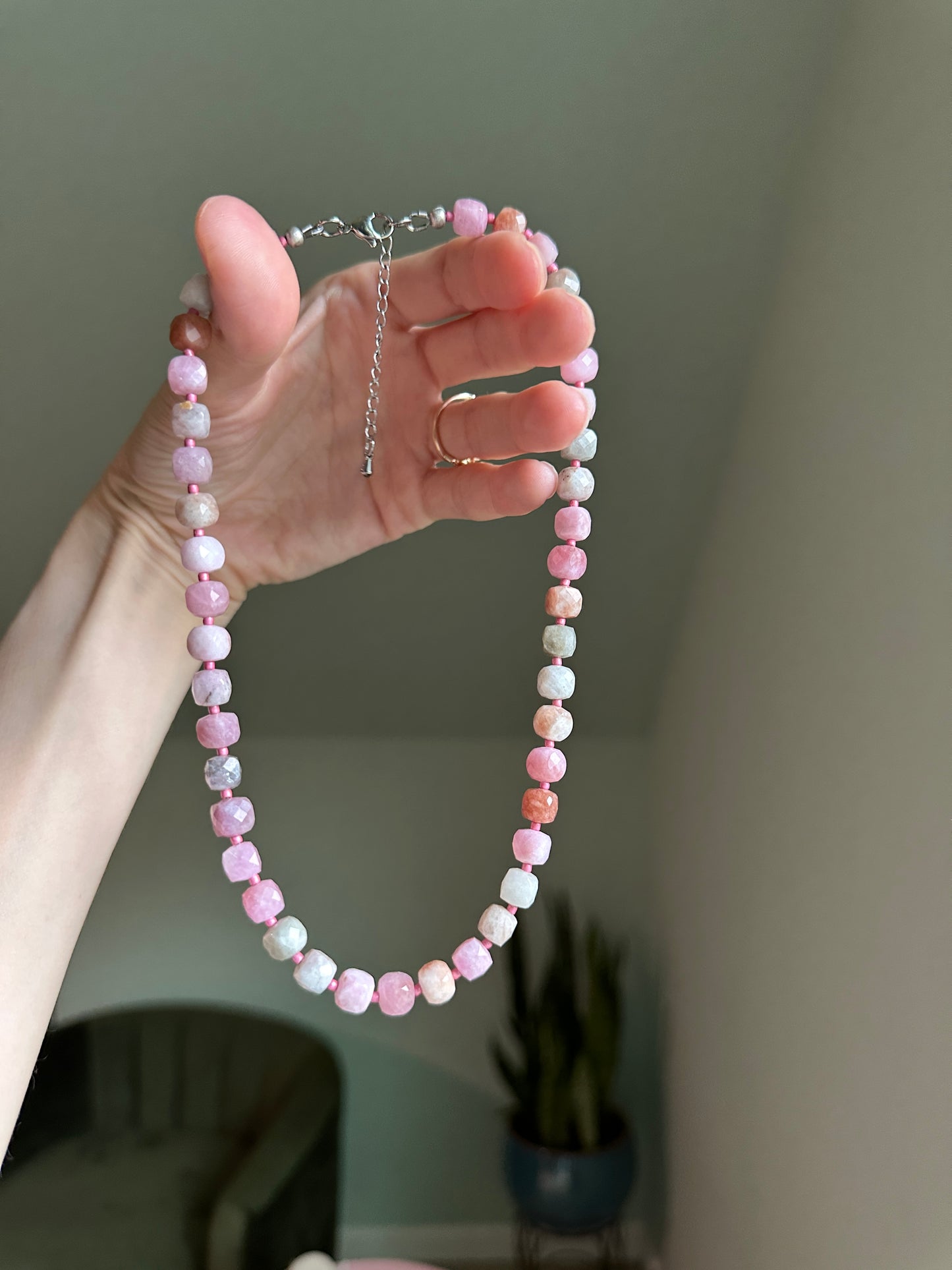 Faceted Cube Morganite Necklace