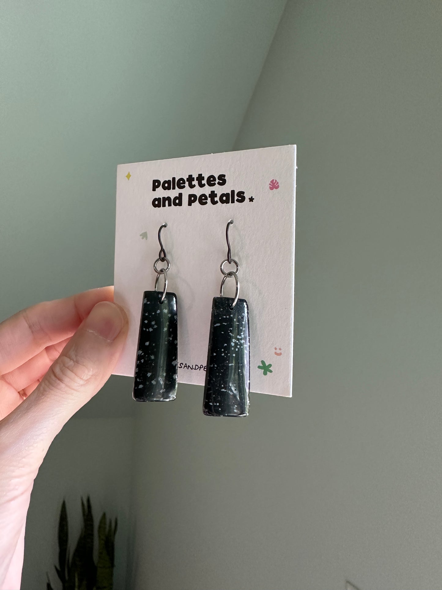 Snowflake Obsidian Rectangle Earrings