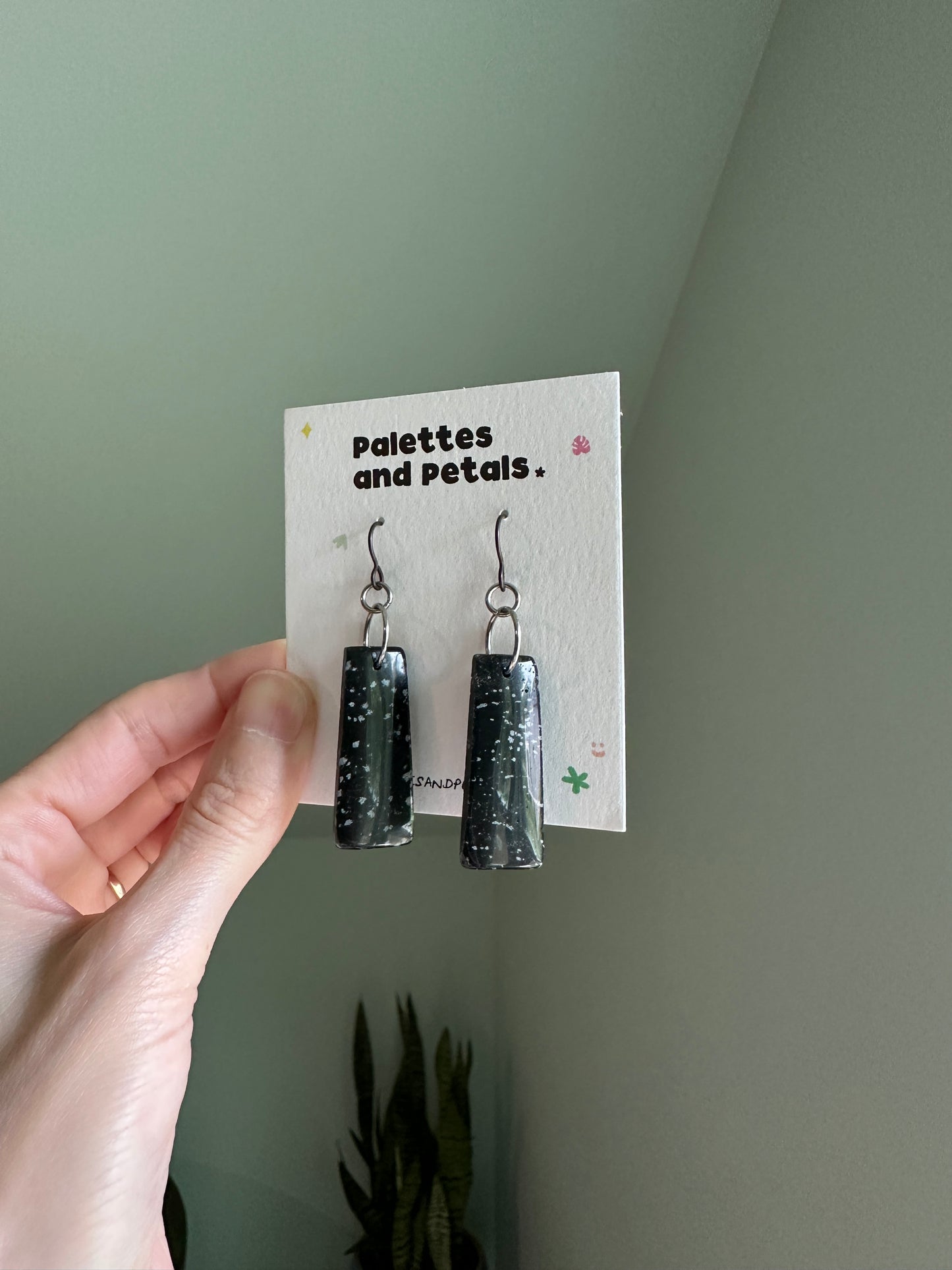 Snowflake Obsidian Rectangle Earrings