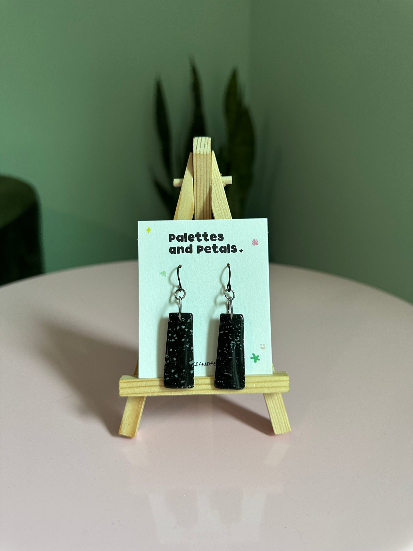 Snowflake Obsidian Rectangle Earrings