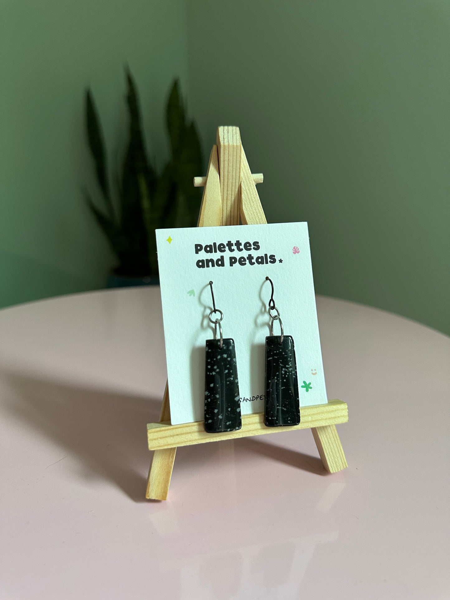 Snowflake Obsidian Rectangle Earrings
