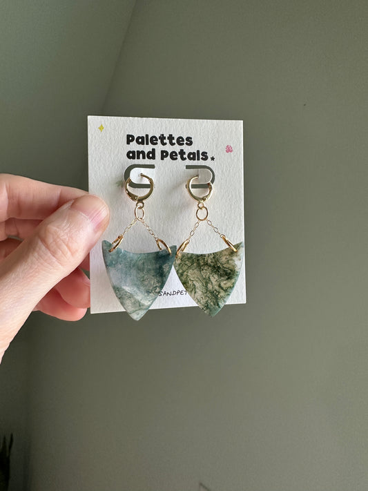 Gold Filled Moss Agate Earrings