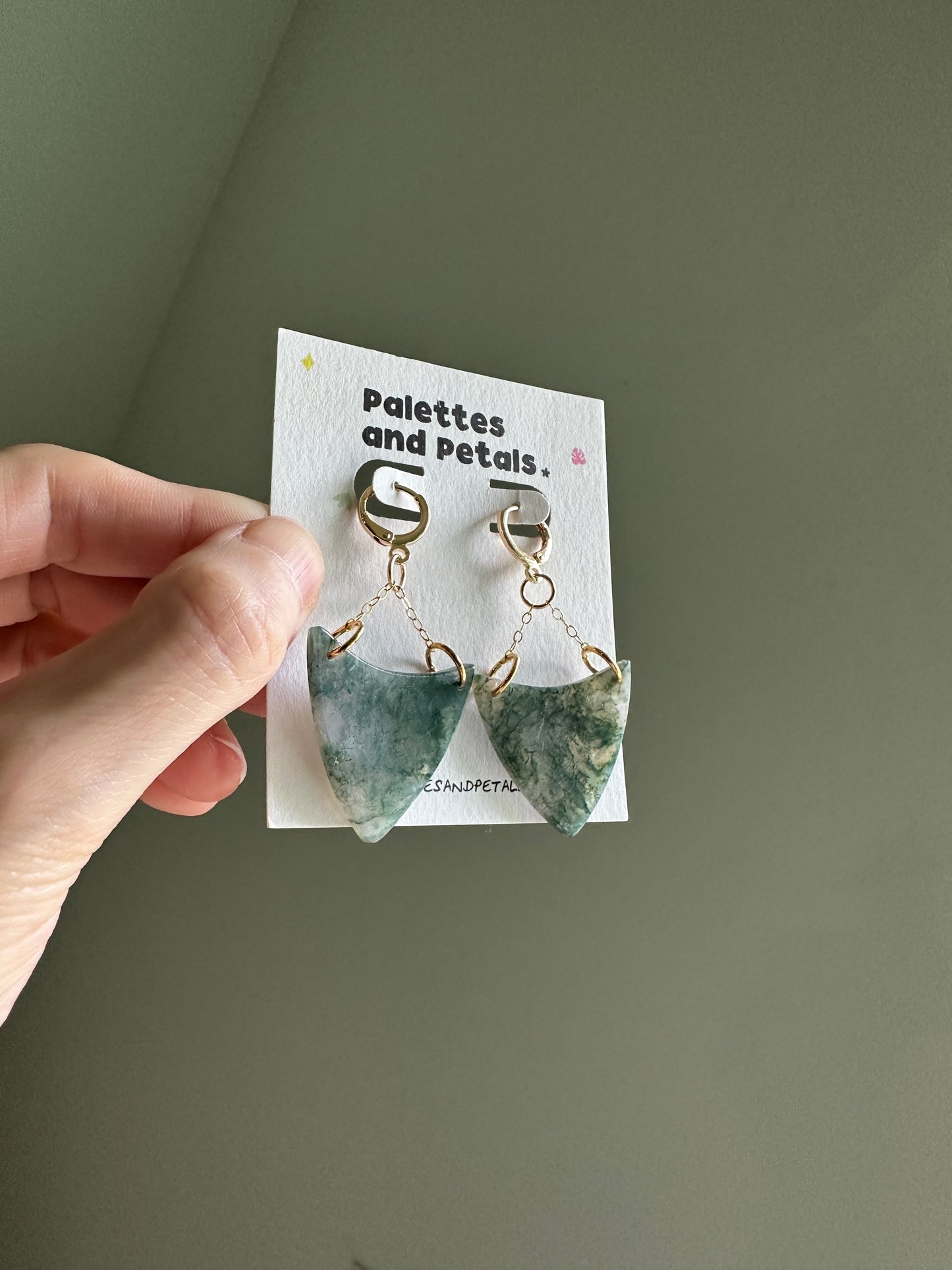 Gold Filled Moss Agate Earrings