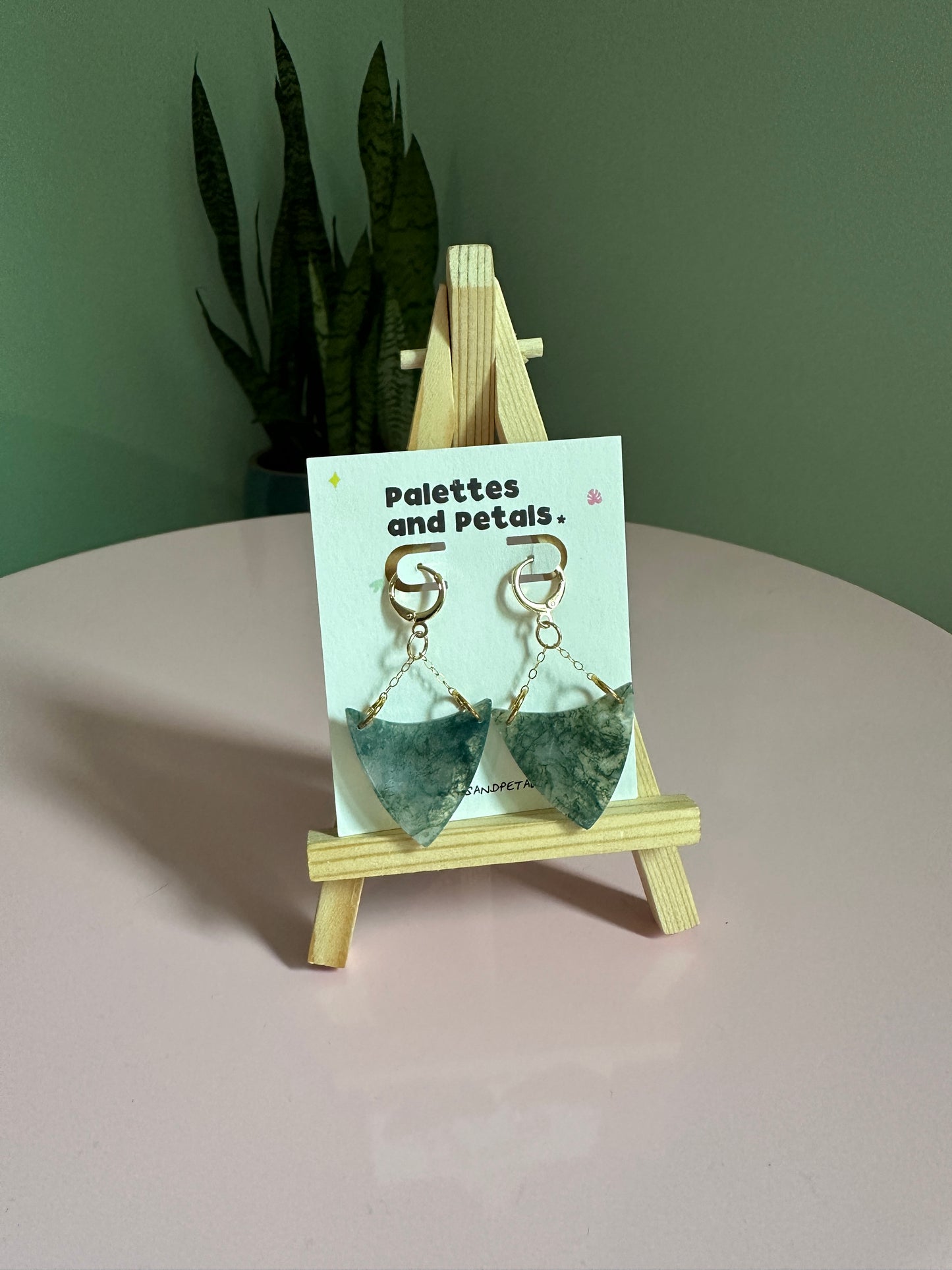 Gold Filled Moss Agate Earrings