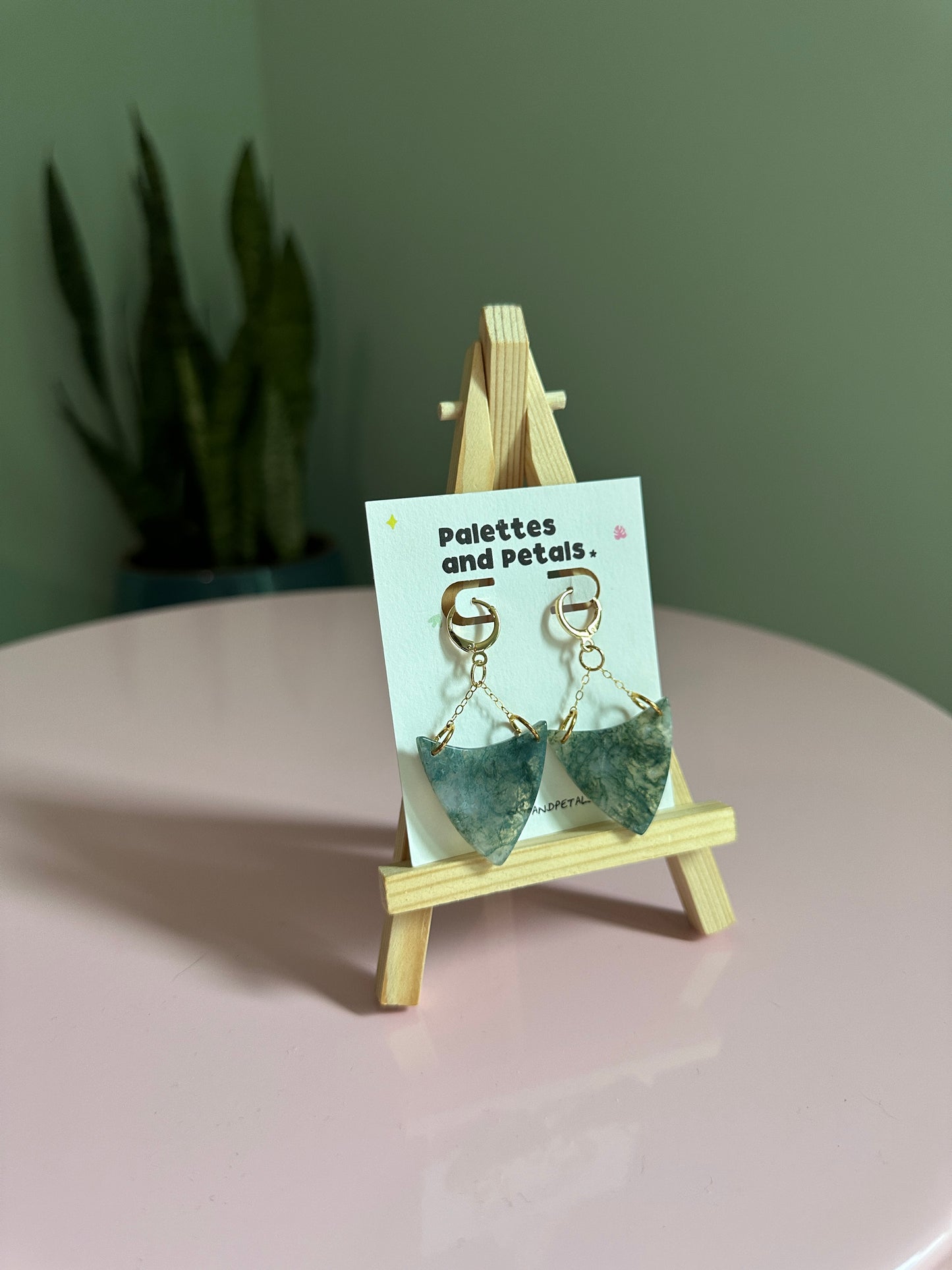 Gold Filled Moss Agate Earrings